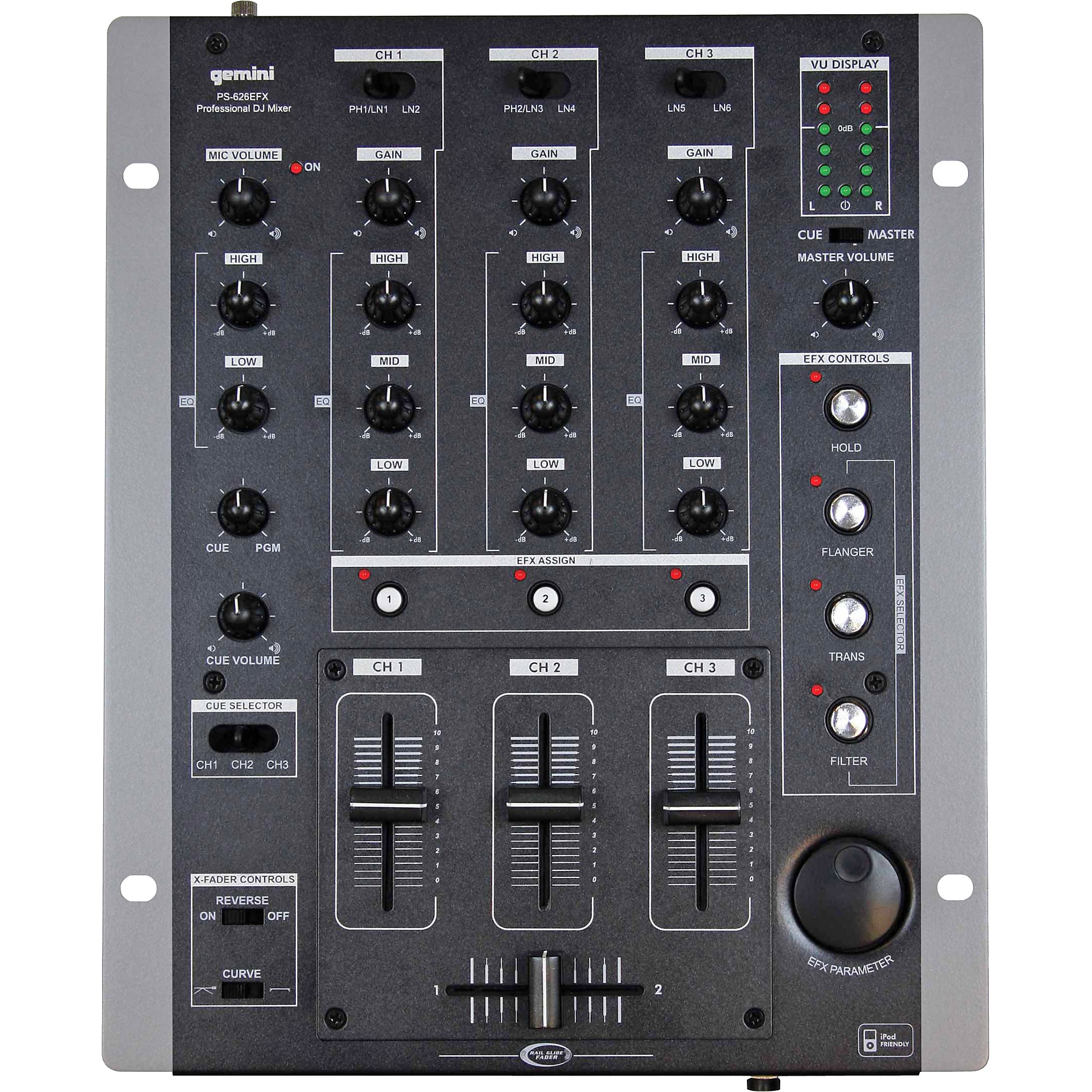Gemini PS-626EFX 3-Channel DJ Mixer | Guitar Center