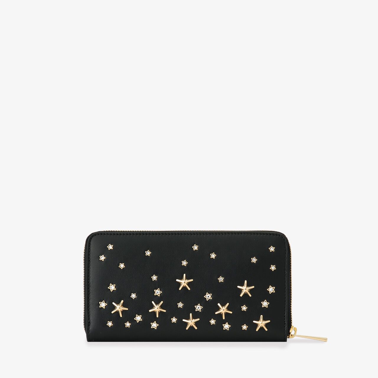 Pippa | スタッズ X クリスタル付き ブラックレザー・ウォレット