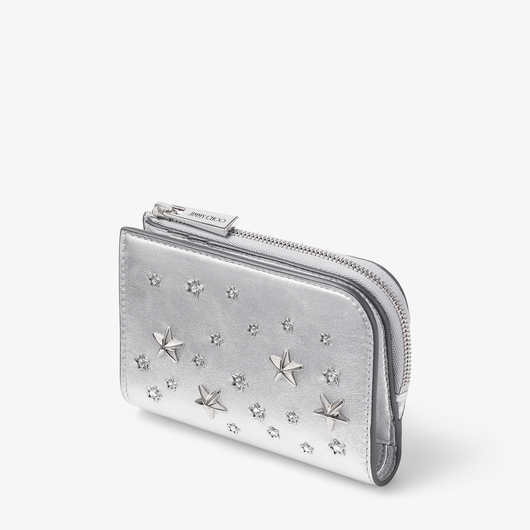 コンパクトジップ ウォレット | シルバー メタリックレザー