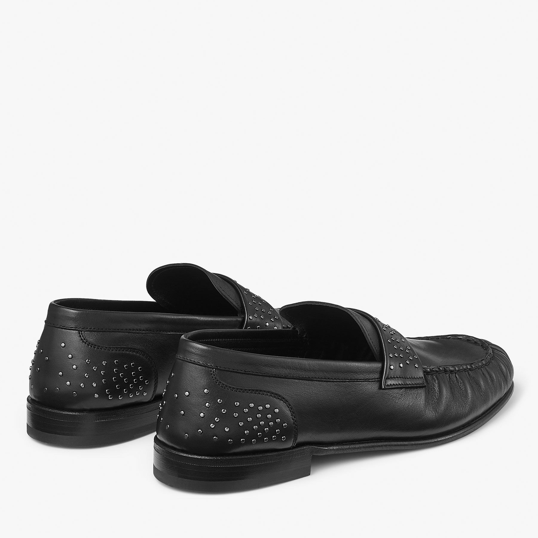 エリス ローファー / M |ブラック レザー・フラットスタッズ付き