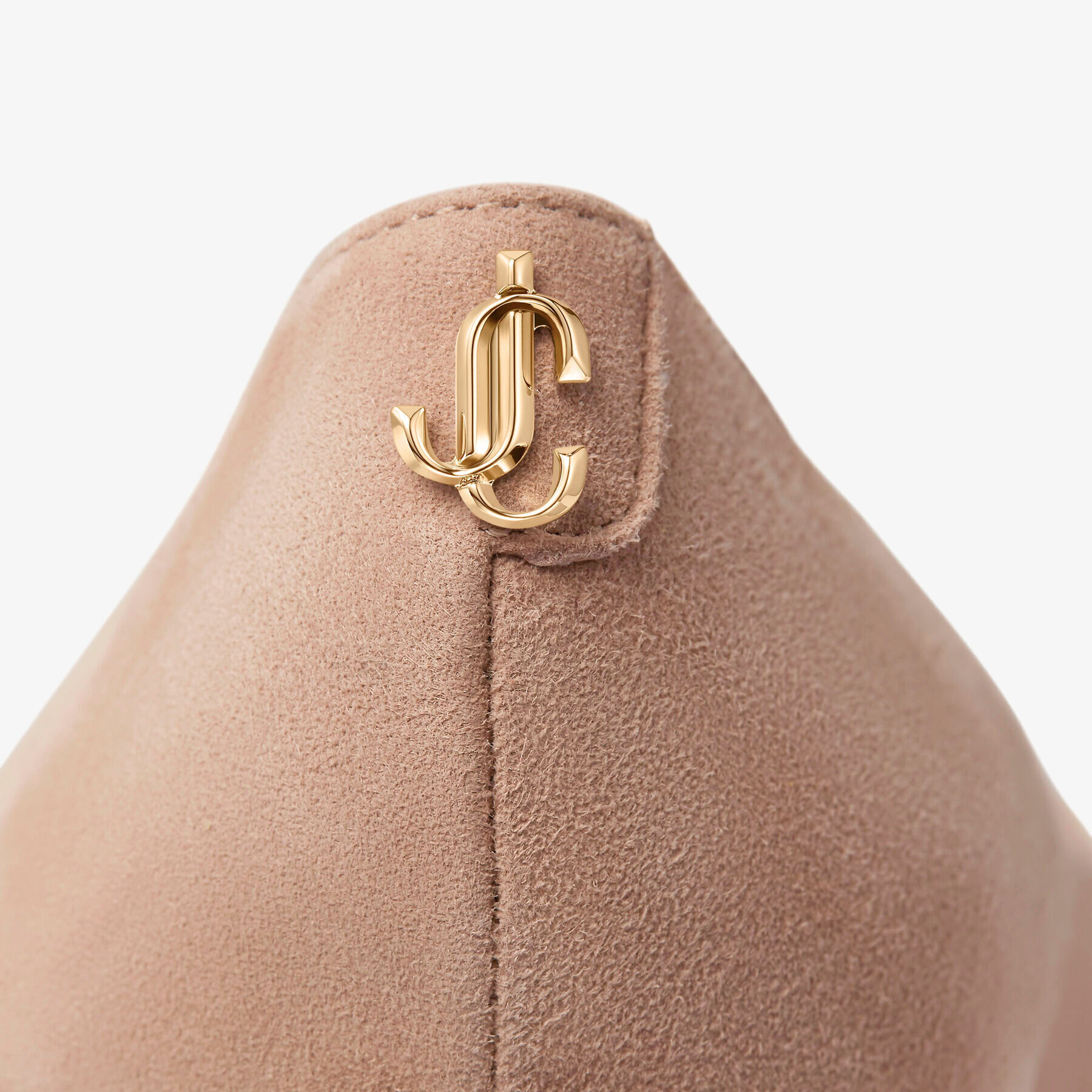 Ballet-Pink Suede Pointed Pumps with JC Emblem |LOVE 85 | Autumn