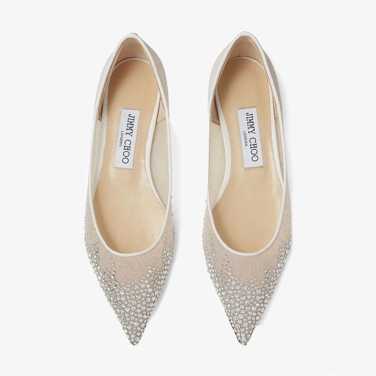 Love Flat | White Degrade Crystal Mesh Flats | JIMMY CHOO