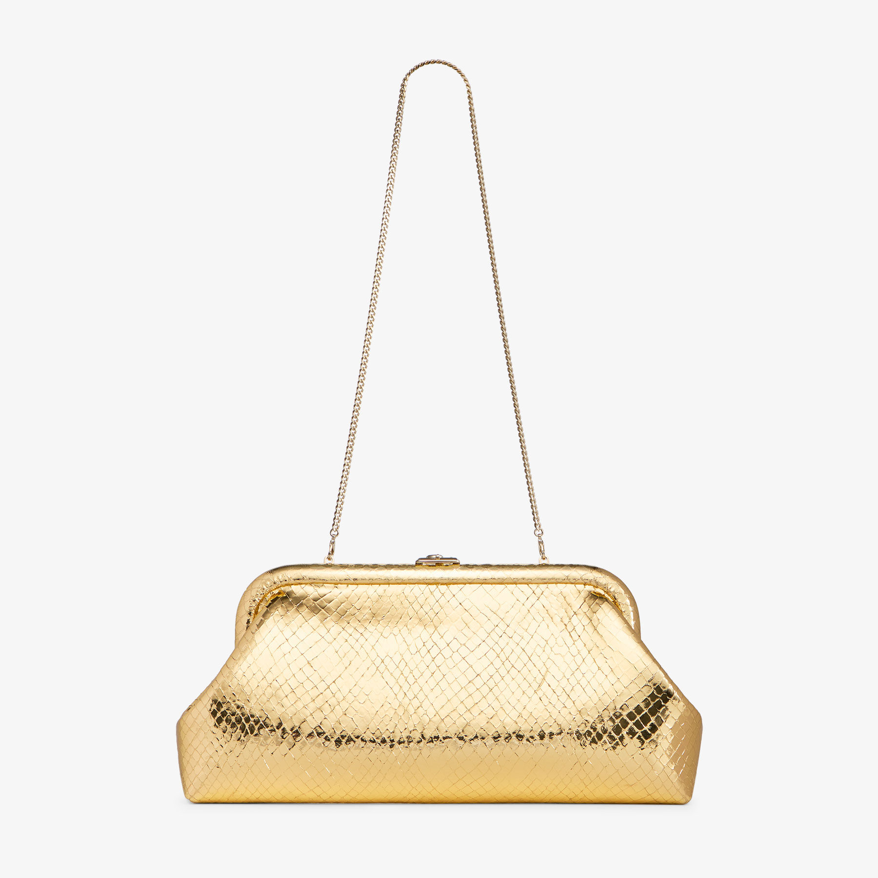 Skylar |Gold Candy Wrap Leather Clutch with Square JC Clasp