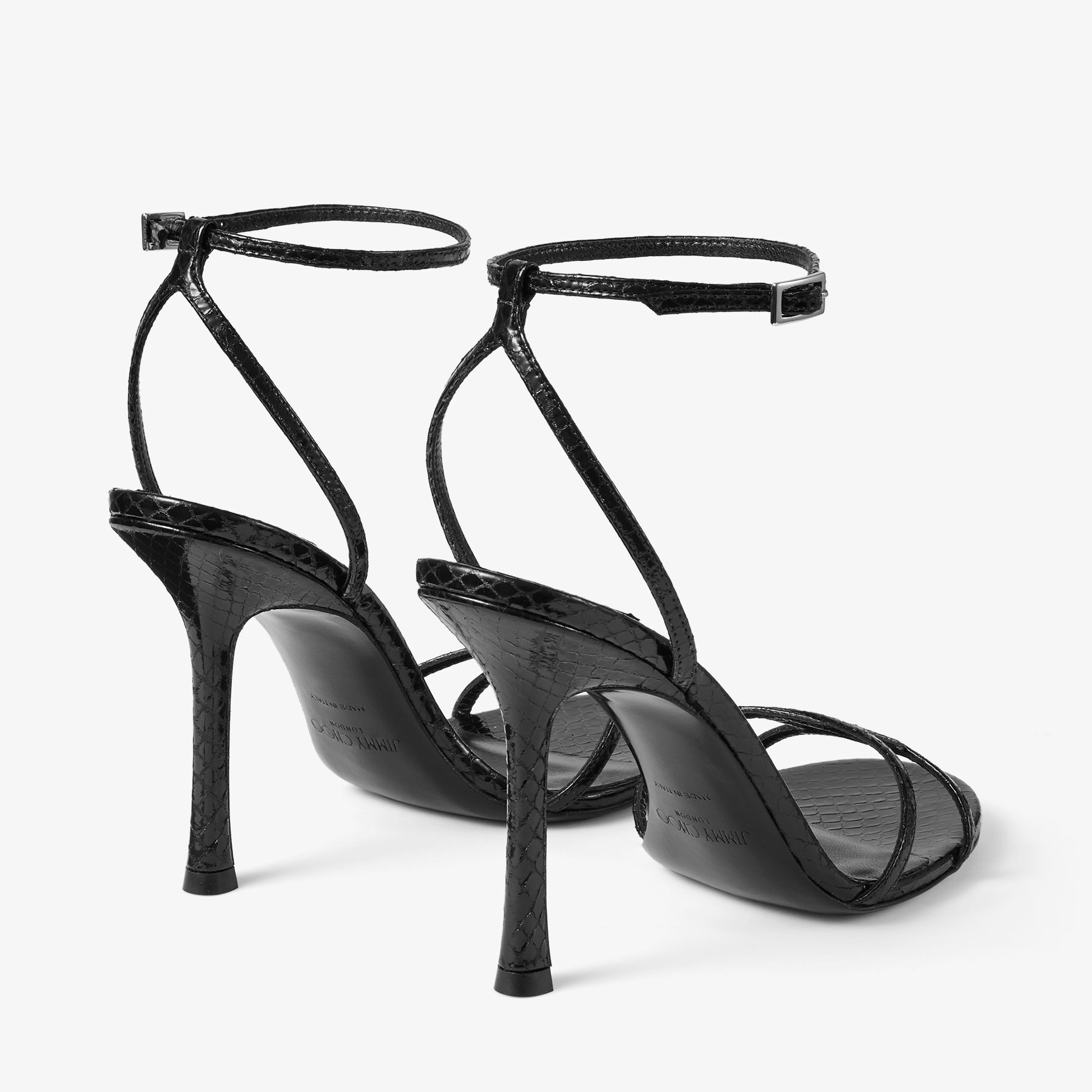 1998 Leo 100 |Black Candy Wrap Leather Sandal | JIMMY CHOO