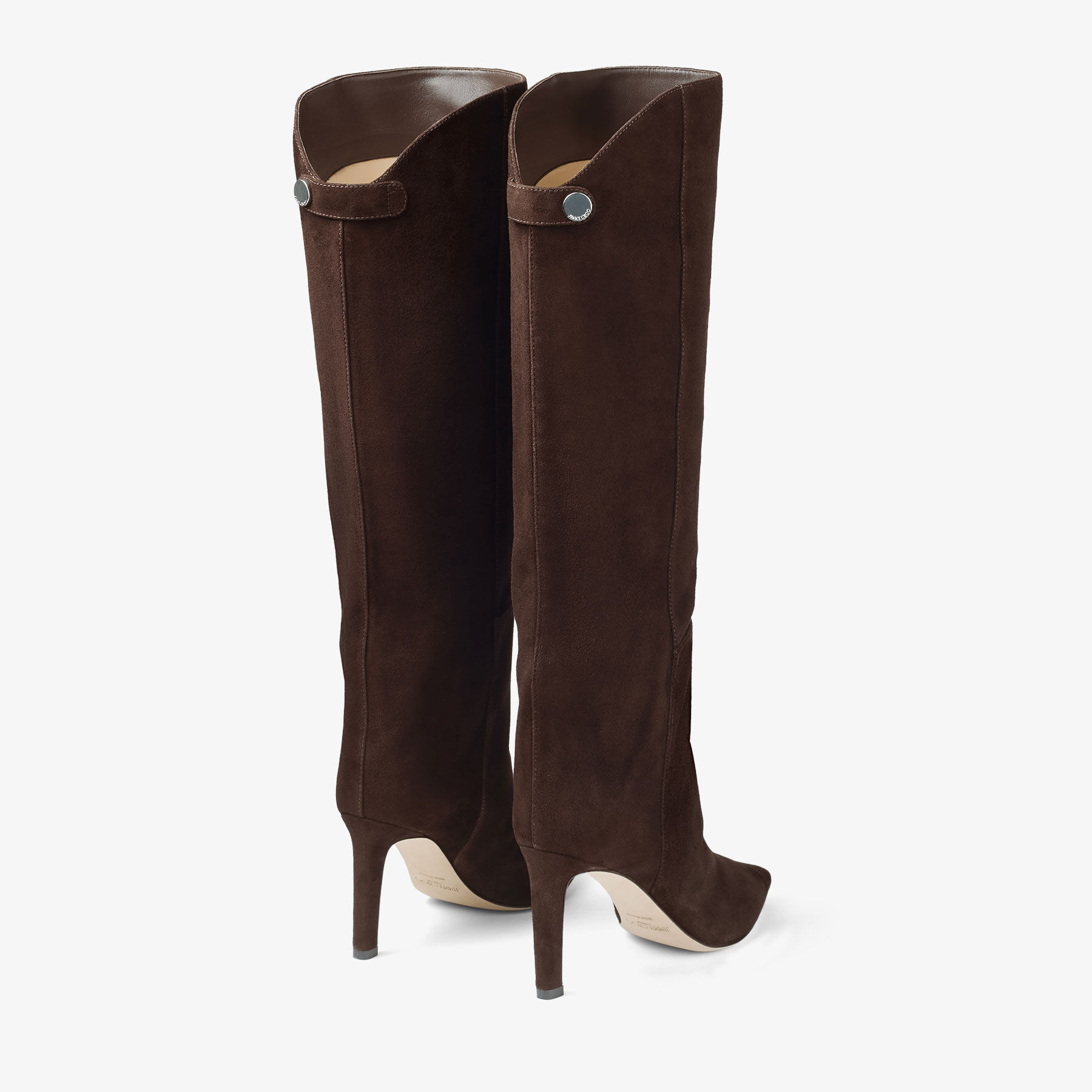Alizze Knee Boot 85 | Chocolate Suede Knee High Boots | JIMMY CHOO CA