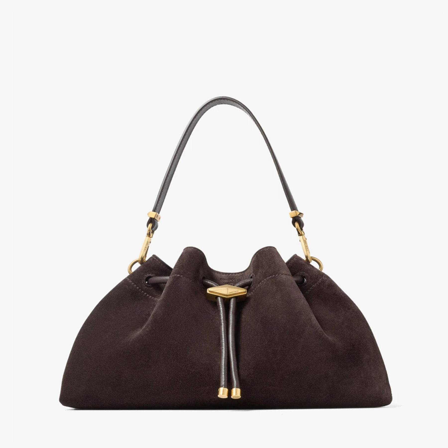 Cinch M | Coffee Suede Shoulder Bag | JIMMY CHOO