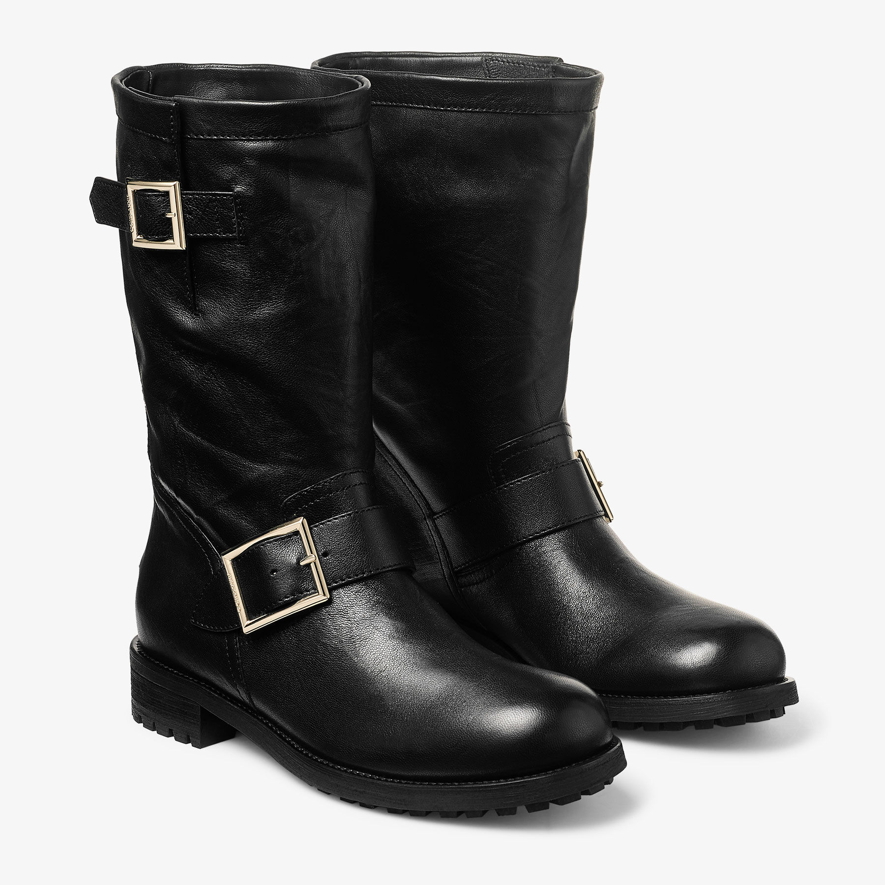 Biker Mid | Black Biker Leather Ankle Boot | JIMMY CHOO