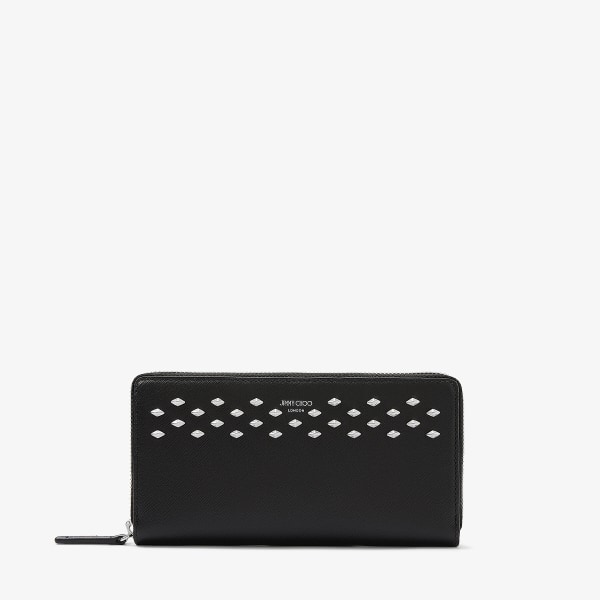 フェリックス | ブラック テクスチャードレザー・ダイヤモンドスタッズ