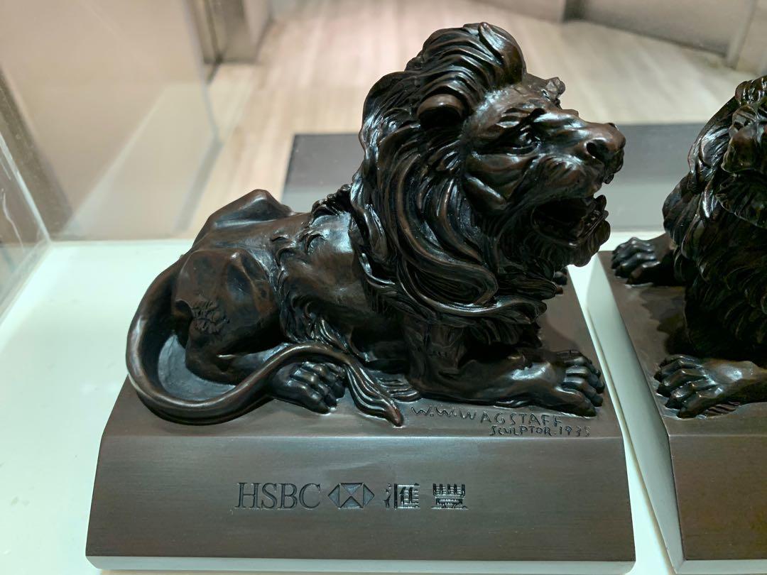 HSBC 滙豐銀行匯豐銀行銀行門前對裝Lion 獅子可作紙鎮用珍藏風水擺設