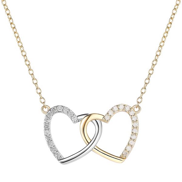 14k Gold Over Silver 1/ 5 Carat T.W. Diamond Twin Heart Pendant