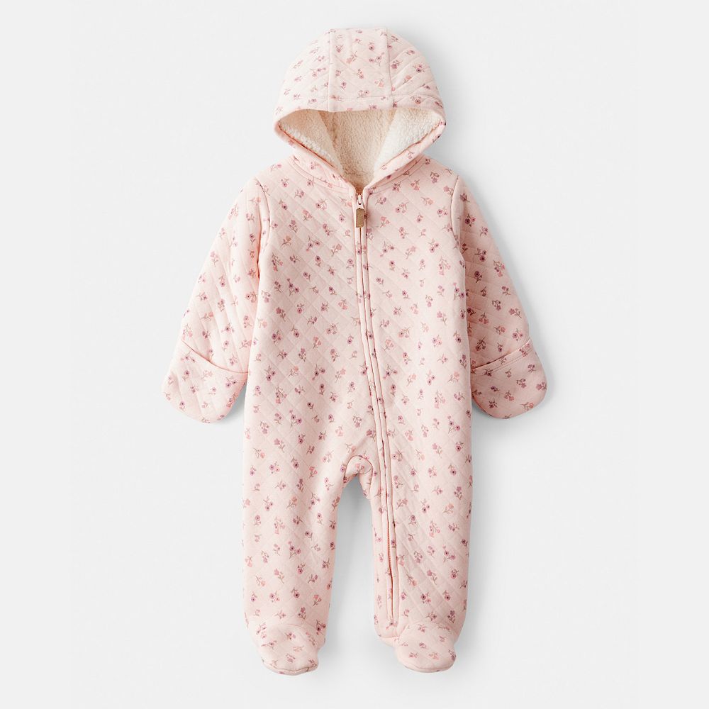 Baby Girl Carter's Floral Long-Sleeve Hooded Jumpsuit