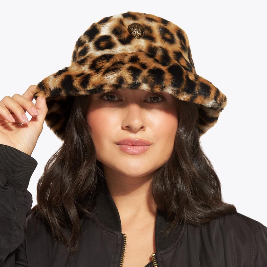POPPY BUCKET HAT Leopard Print Bucket Hat by KURT GEIGER LONDON