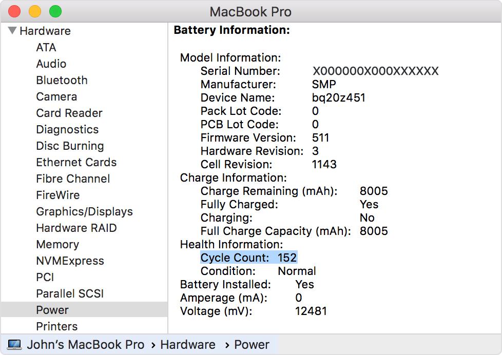 AppleのMacBookのバッテリー劣化具合は「充放電回数」を調べればわかる