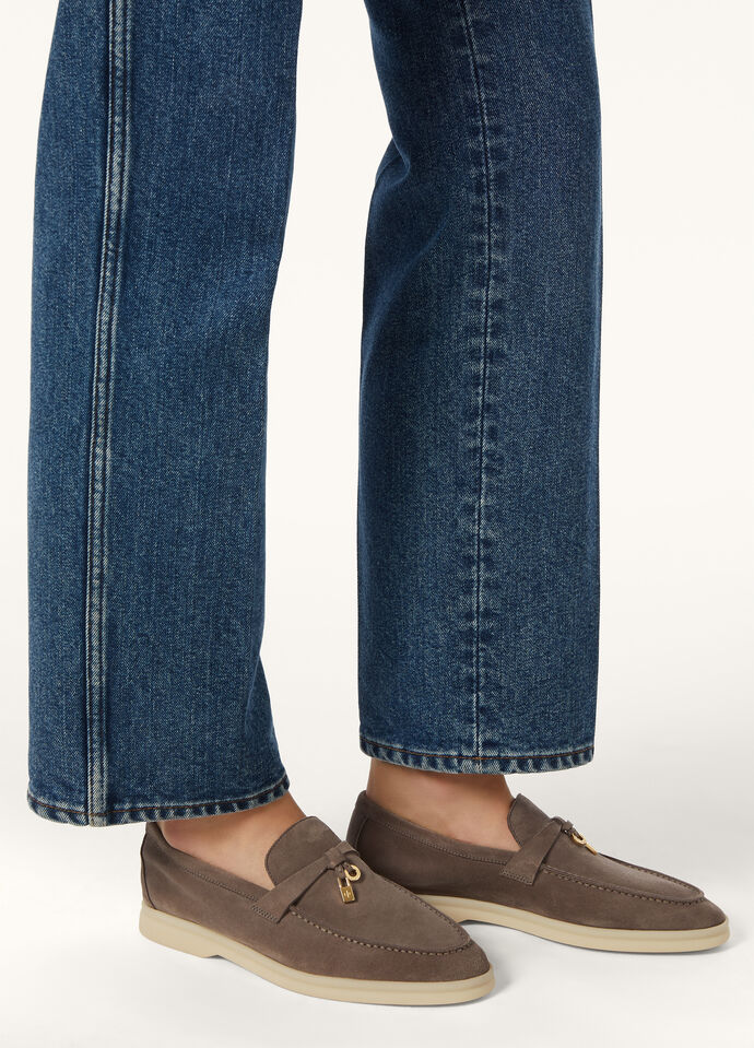 サマー・チャーム・ウォーク・モカシン スエード レインドロップ