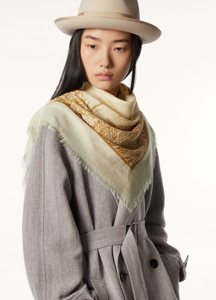 ロロ・ピアーナ・カンポ・ディ・リーノ・フィオリート・ショール