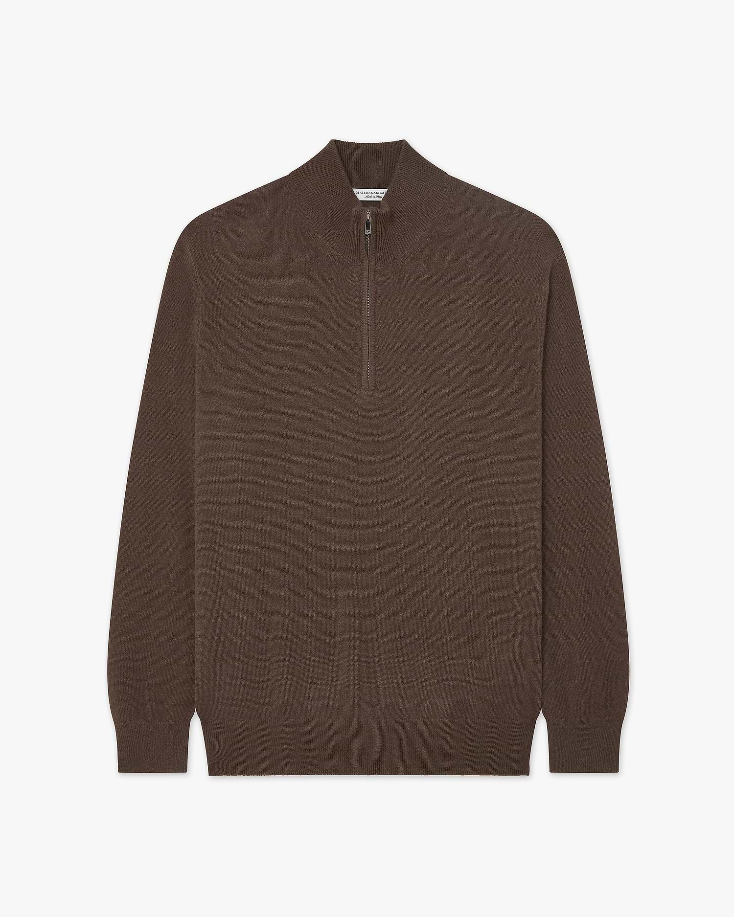 Men's Cashmere Quarter-Zip Sweater - Brown | MaisonCashmere