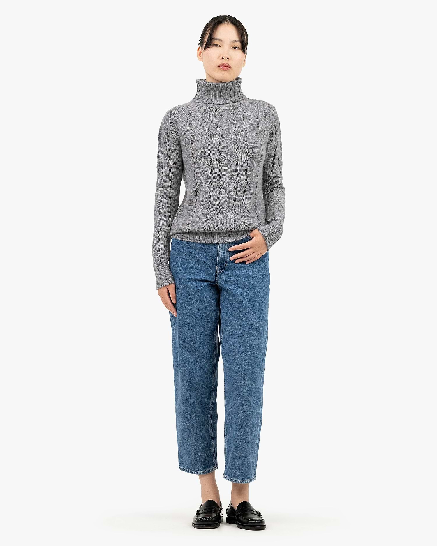 Celerina Cashmere Turtleneck Sweater - Medium Grey | MaisonCashmere