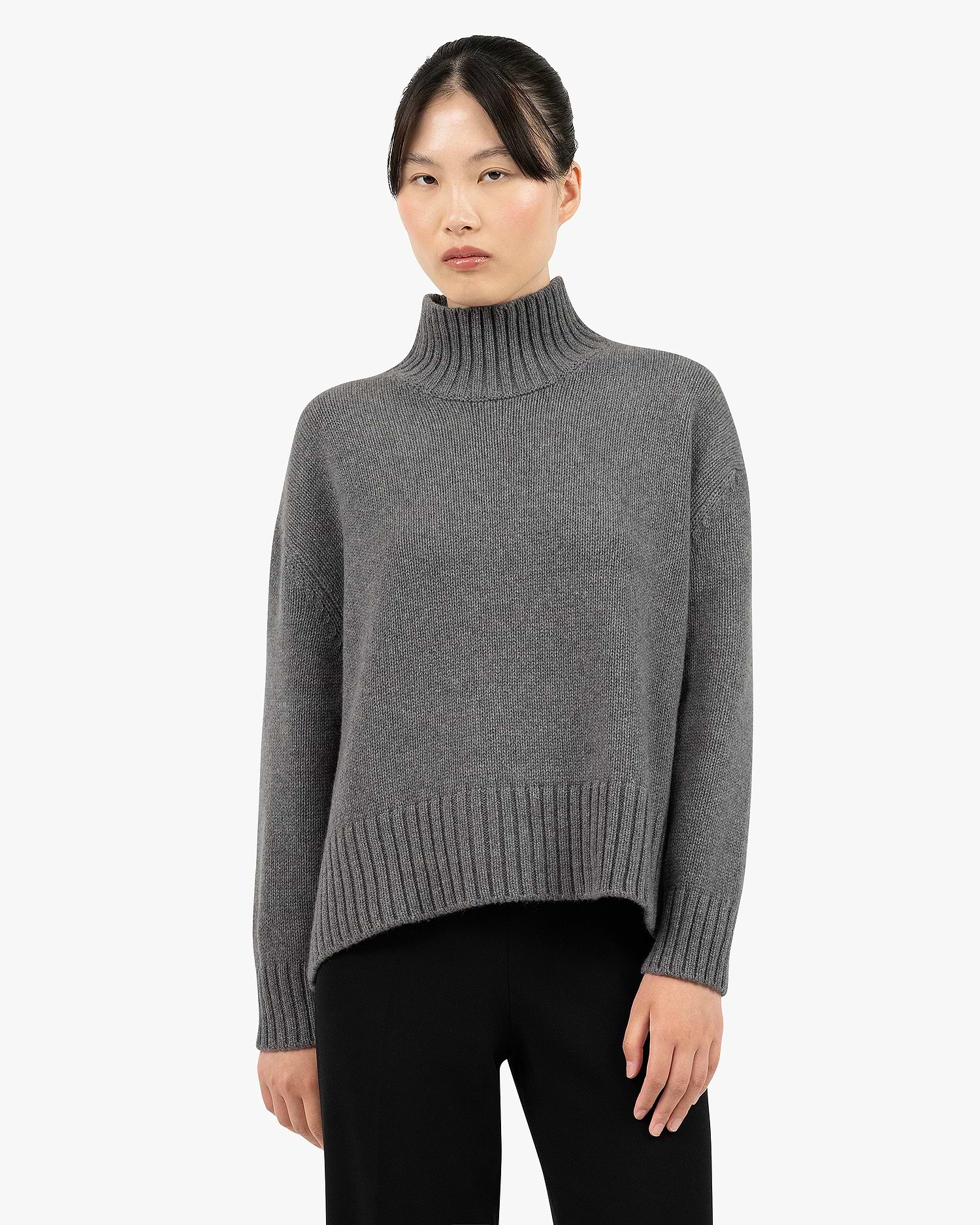 Women's Dolomiti Cashmere Mock Neck Sweater - Grey | MaisonCashmere