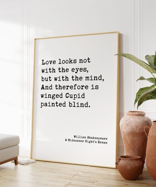 William Shakespeare Quote - Love looks not with the eyes, but with