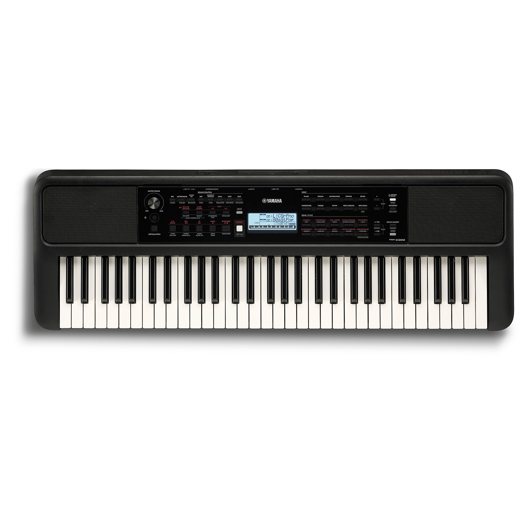 Yamaha PSR-E383 61-Key Portable Keyboard With Power Adapter