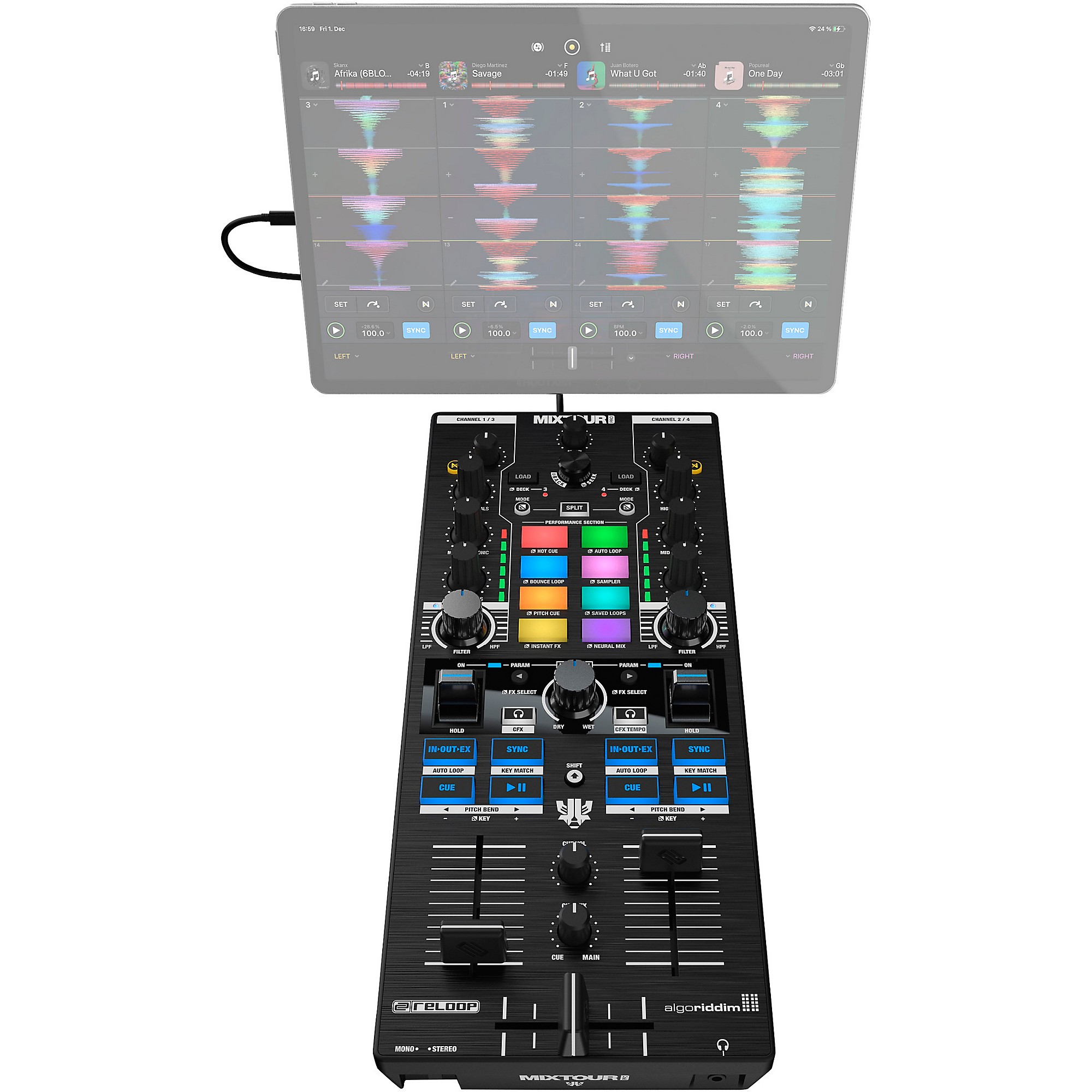 Reloop Reloop Mixtour Pro Portable 4-Deck DJ Controller | Music & Arts