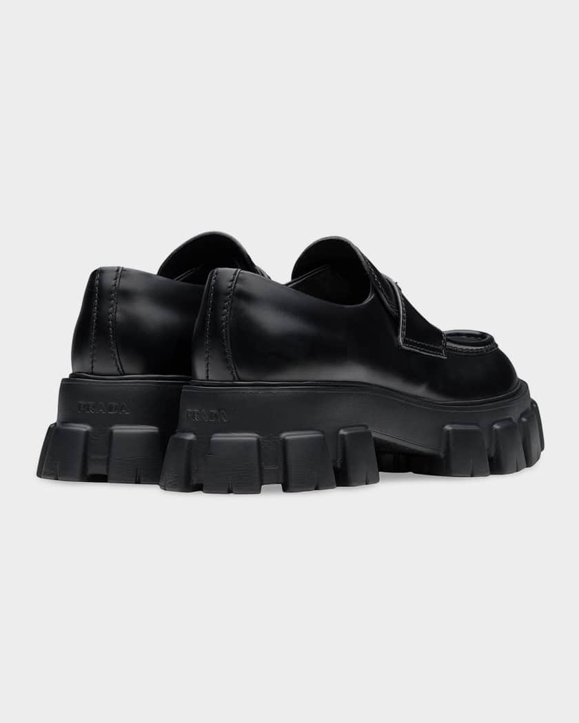 Prada Men's Monolith Brushed Leather Loafers | Neiman Marcus