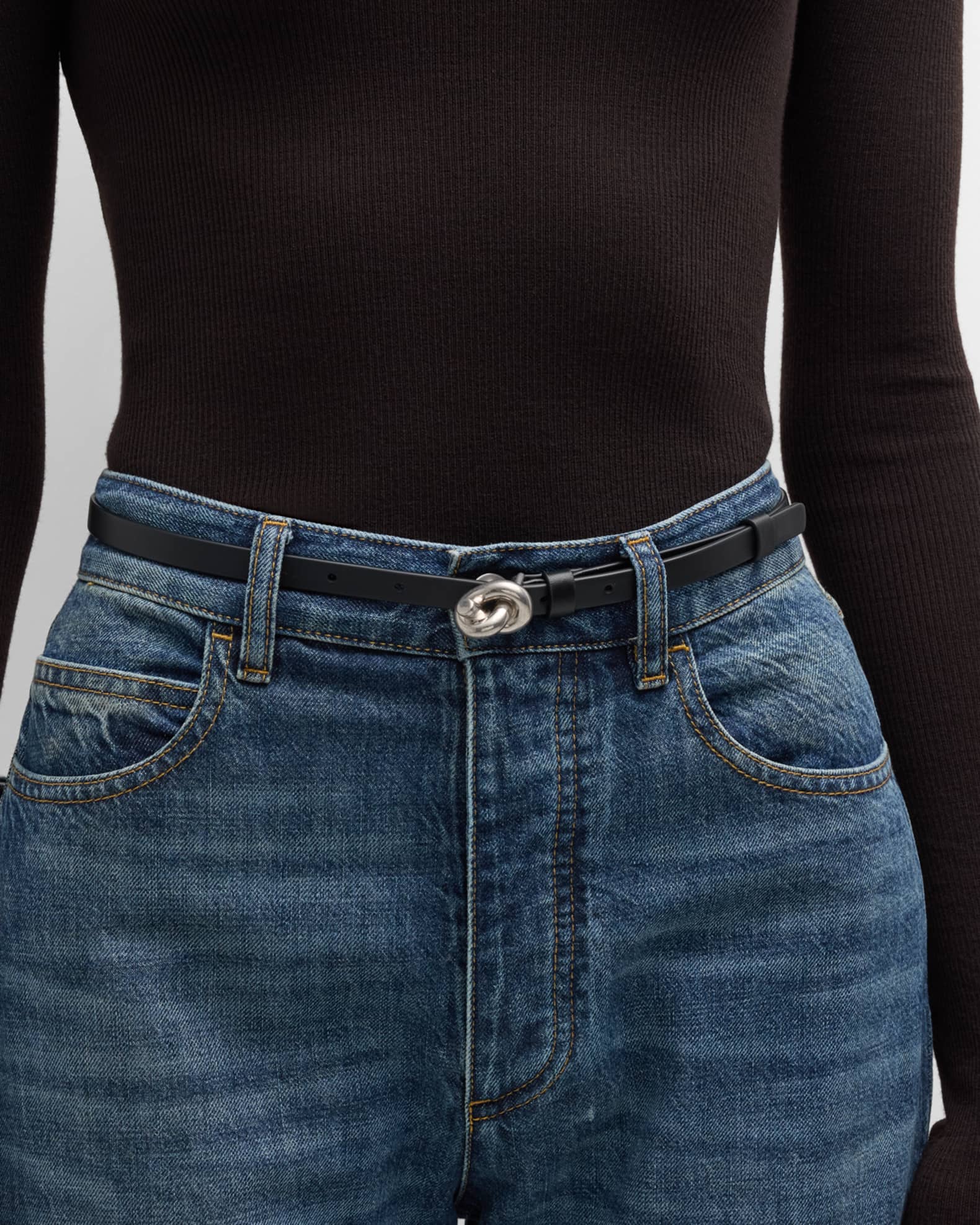 Bottega Veneta Knot Buckle Leather Belt | Neiman Marcus