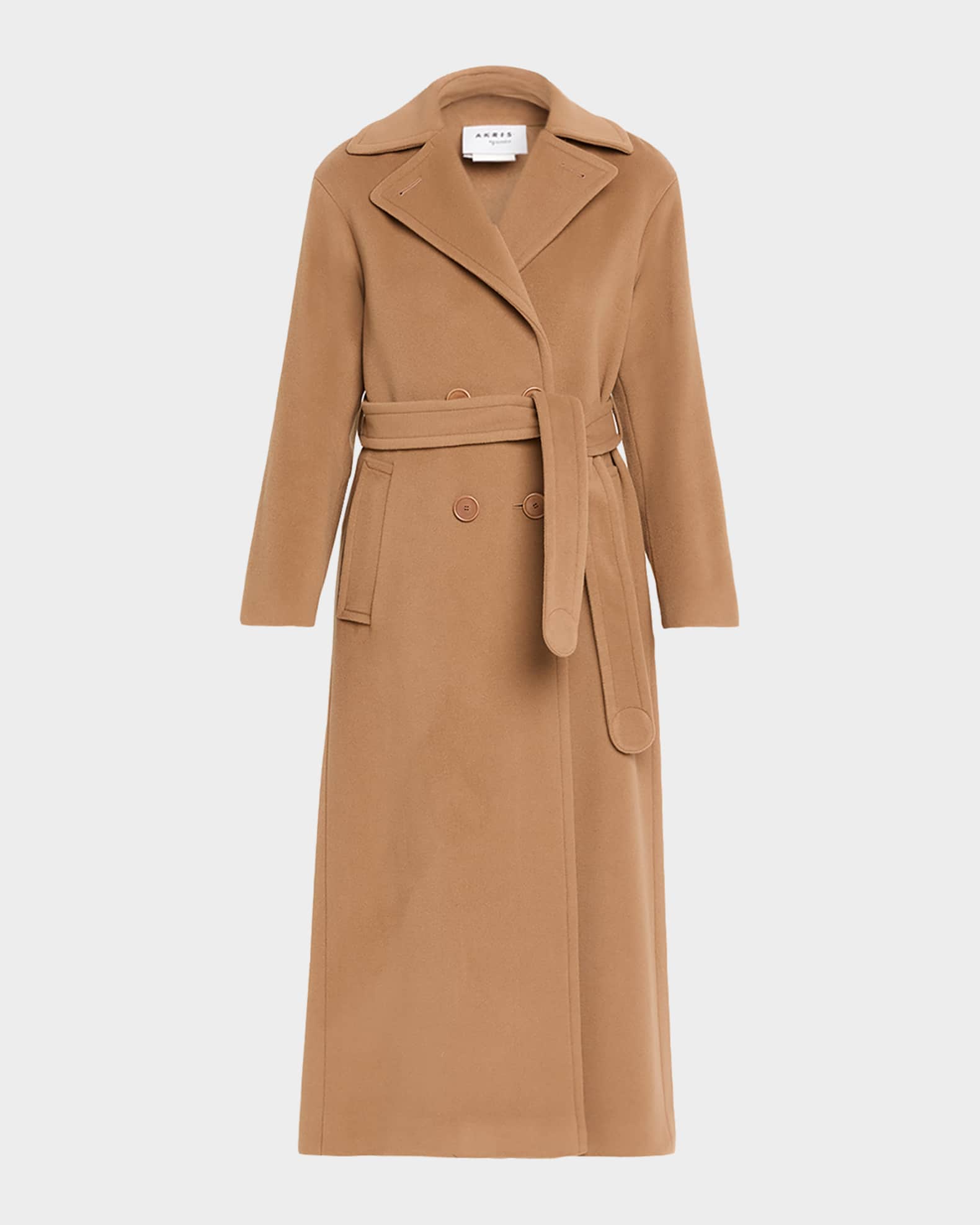Akris punto Long Double-Breast Belted Wool-Cashmere Coat | Neiman