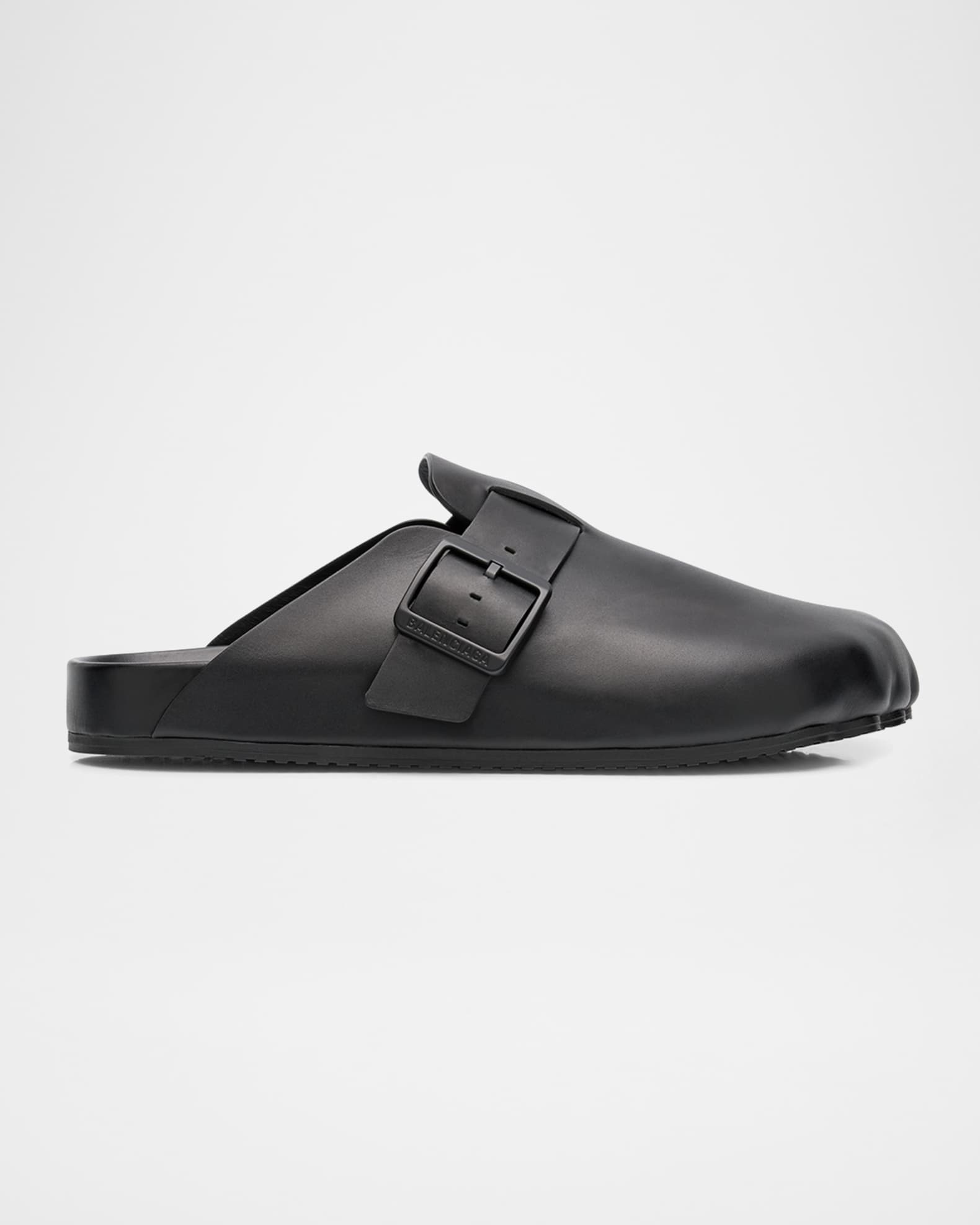 Balenciaga Sunday Calfskin Buckle Mules | Neiman Marcus