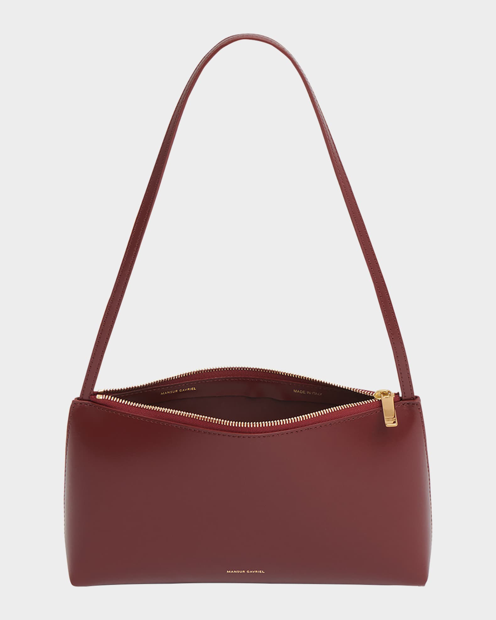 Mansur Gavriel Gaia Zip Leather Shoulder Bag | Neiman Marcus