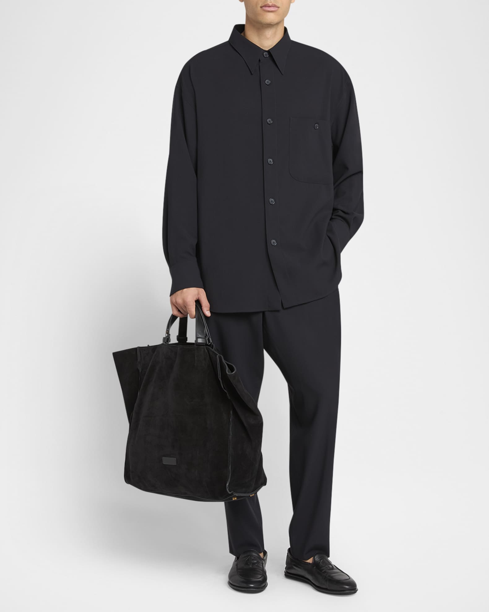 Giorgio Armani Men's Split Leather Tote Bag | Neiman Marcus