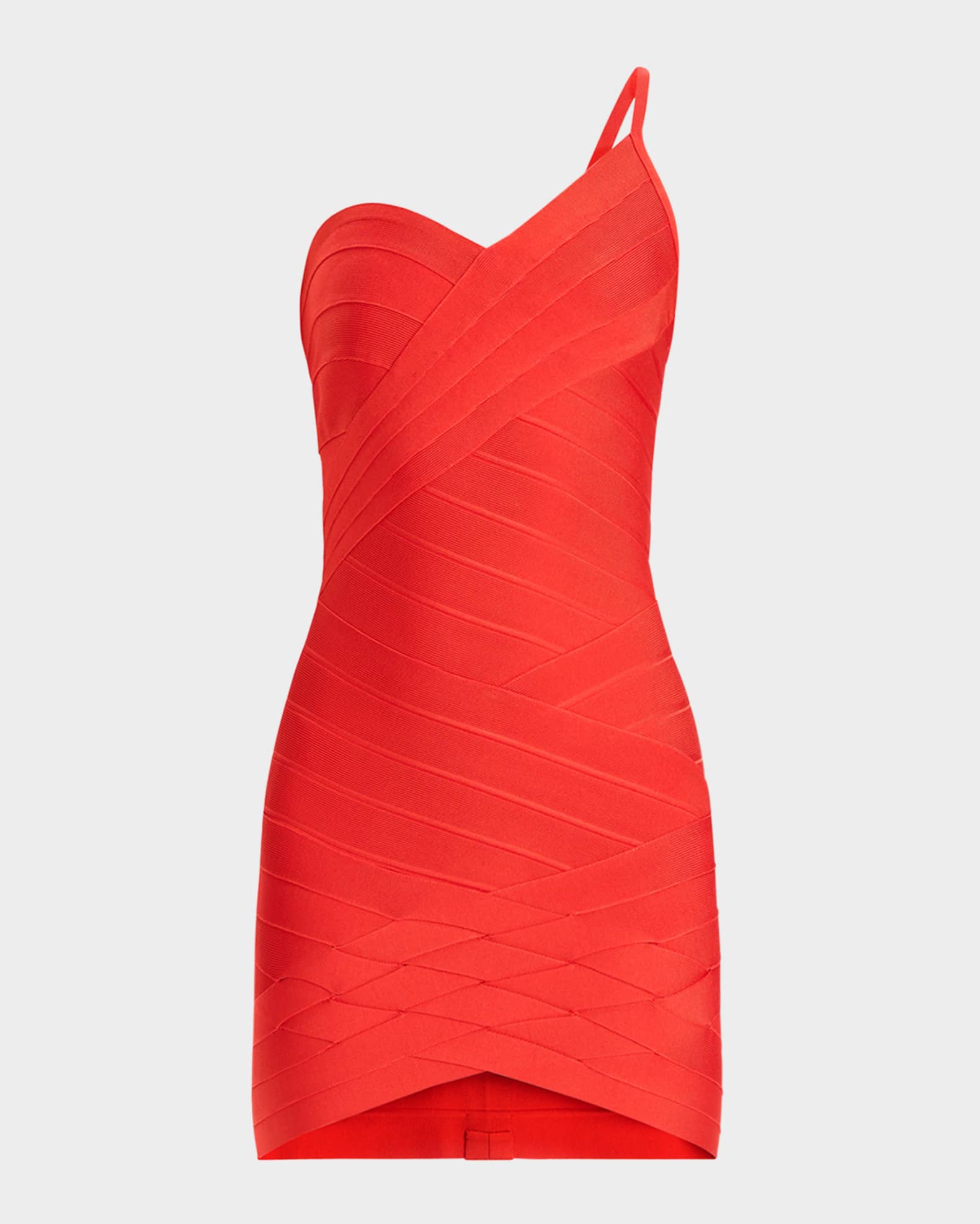Herve Leger Ally Woven Bandage One-Shoulder Mini Dress | Neiman Marcus