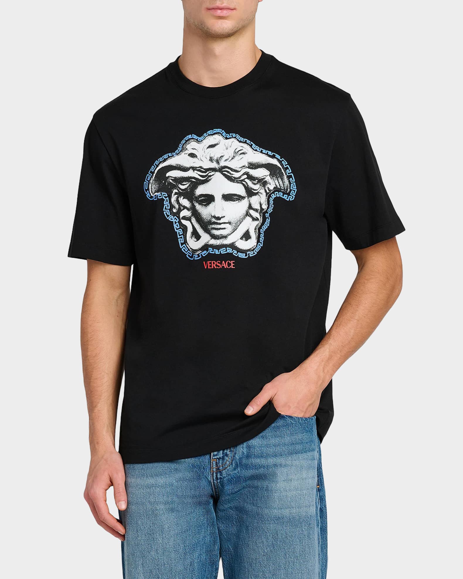Versace Men's Sculptural Medusa Cotton Jersey T-Shirt | Neiman Marcus
