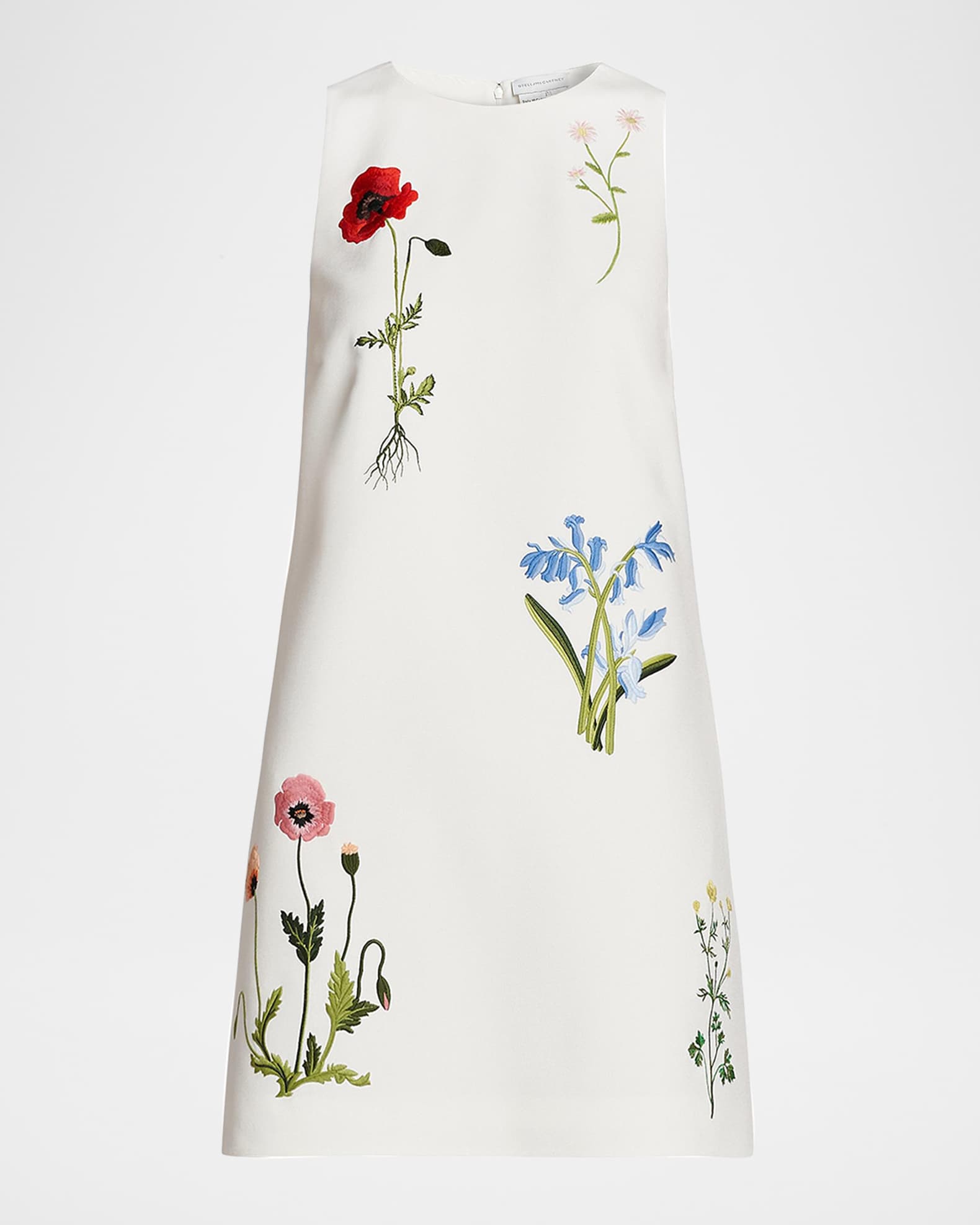 Stella McCartney Floral Embroidered Sleeveless Mini Shift Dress