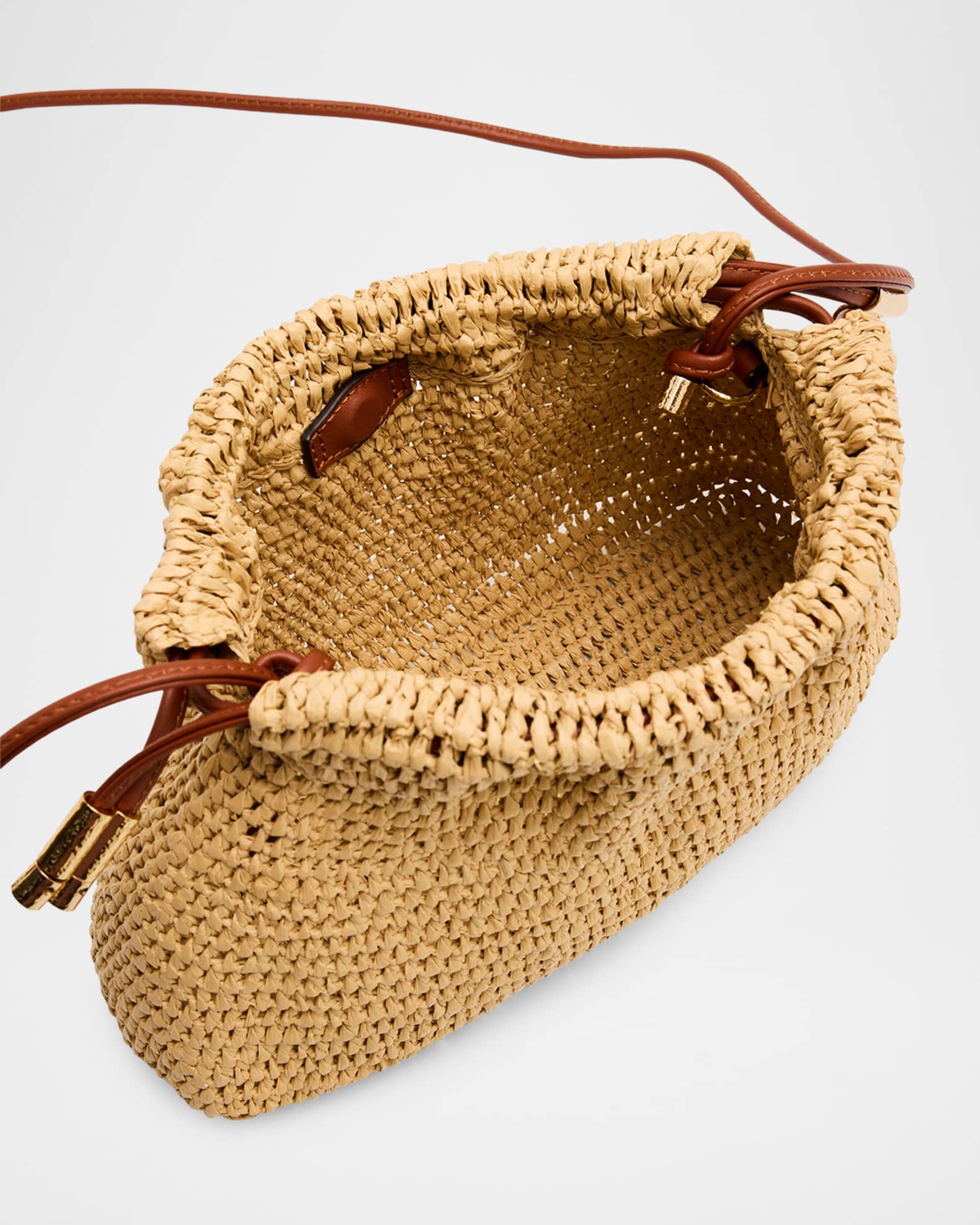 Ulla Johnson Lali Ruched Raffia Clutch Bag | Neiman Marcus