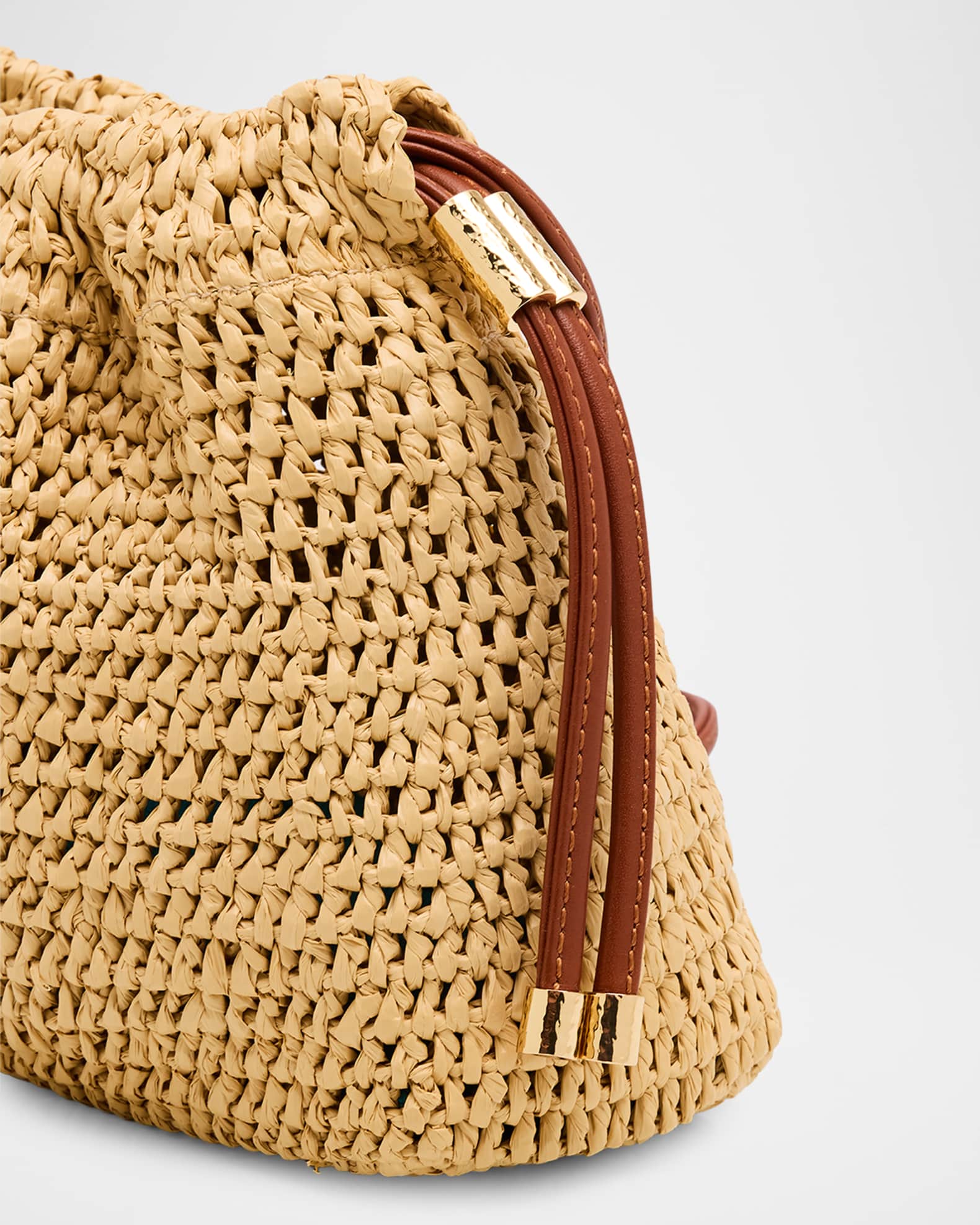 Ulla Johnson Lali Ruched Raffia Clutch Bag | Neiman Marcus