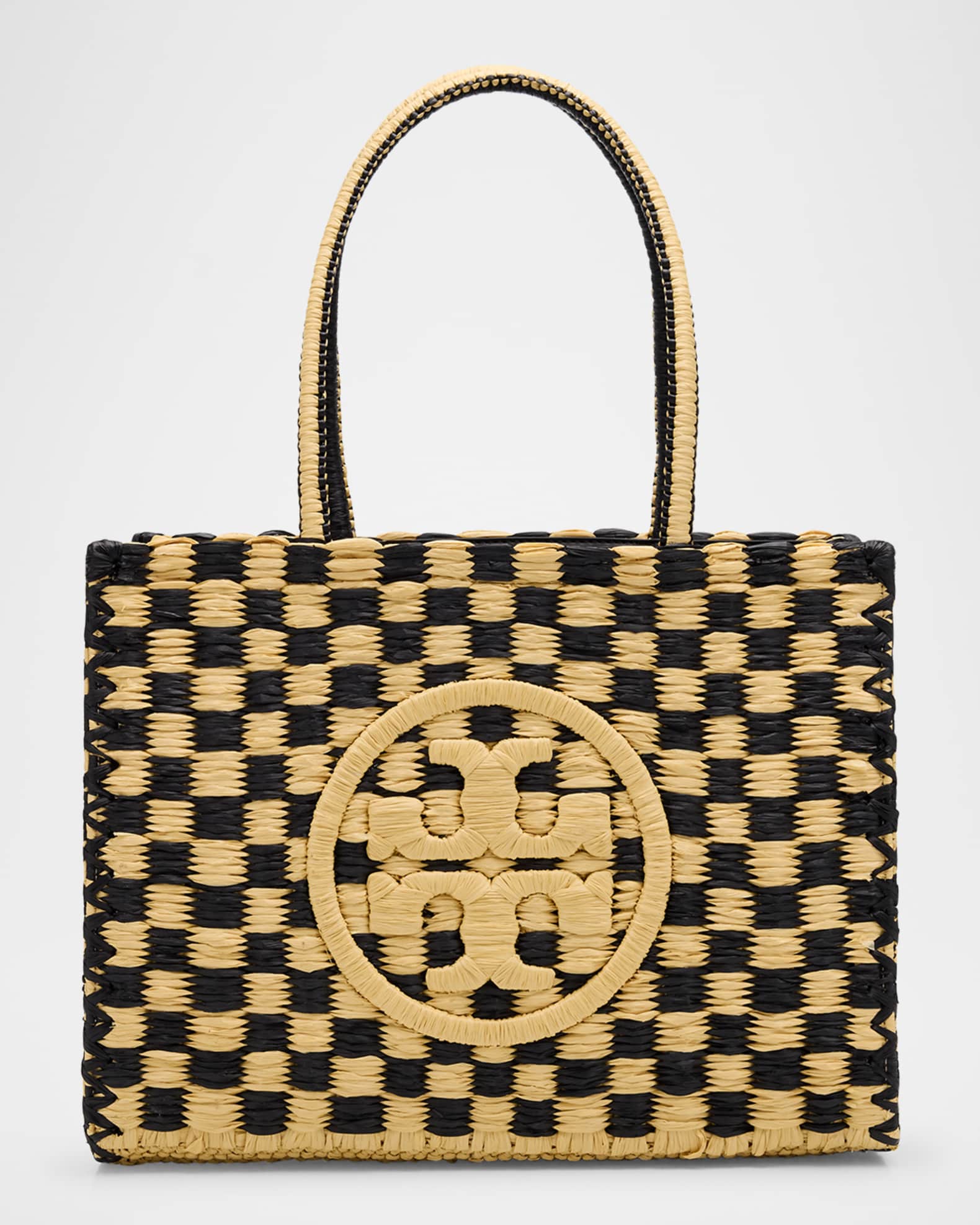 Tory Burch Ella Small Crochet Checkered Tote Bag | Neiman Marcus