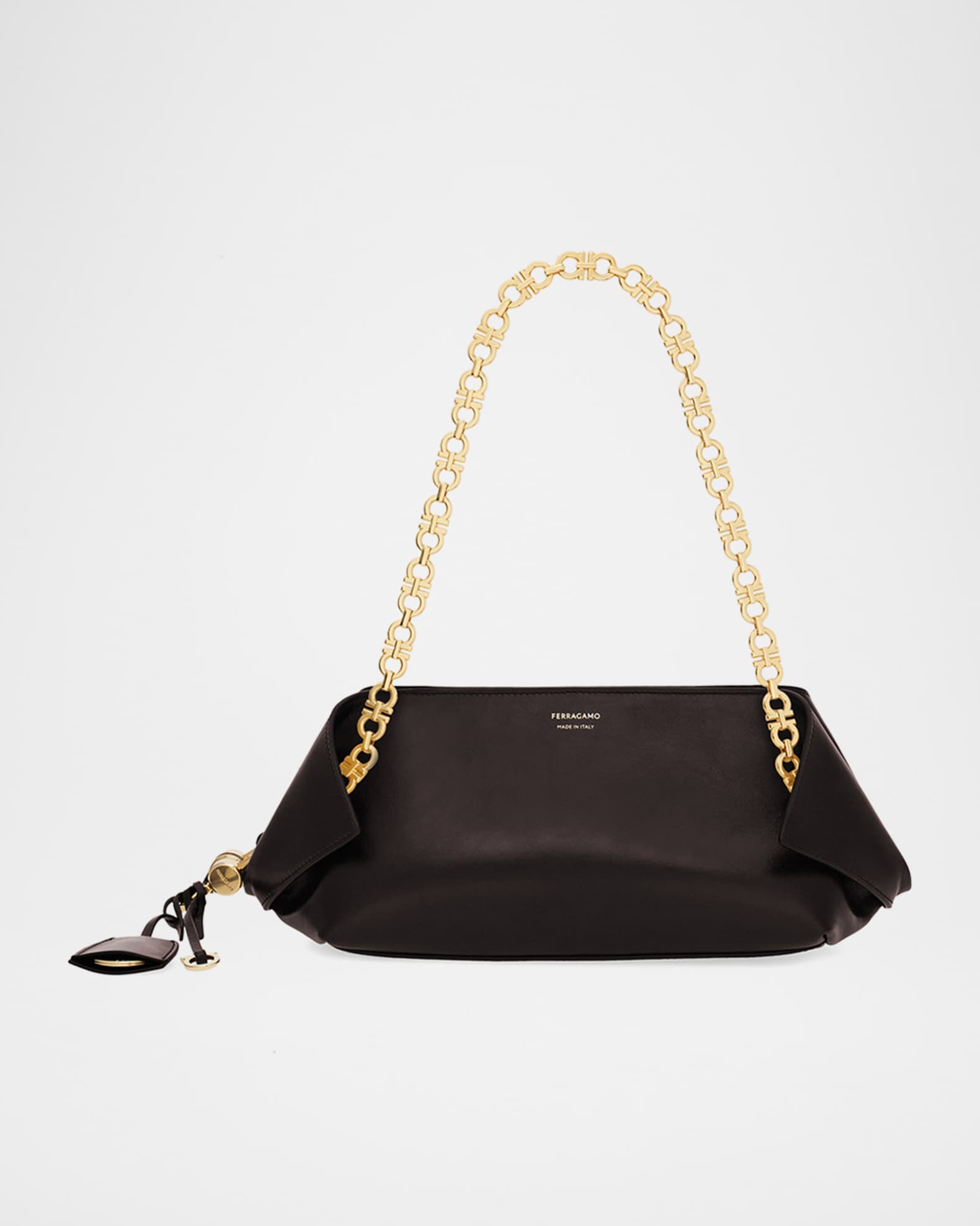 Ferragamo Scarf Smooth Leather Gancio Shoulder Bag | Neiman Marcus
