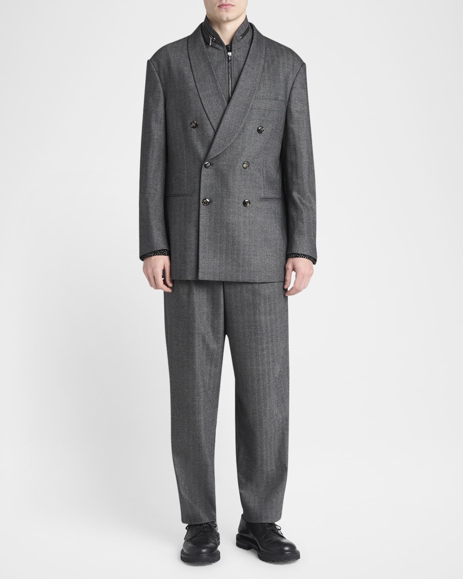 Giorgio Armani Men's Chevron Pattern Wool Cashmere Blend Shawl