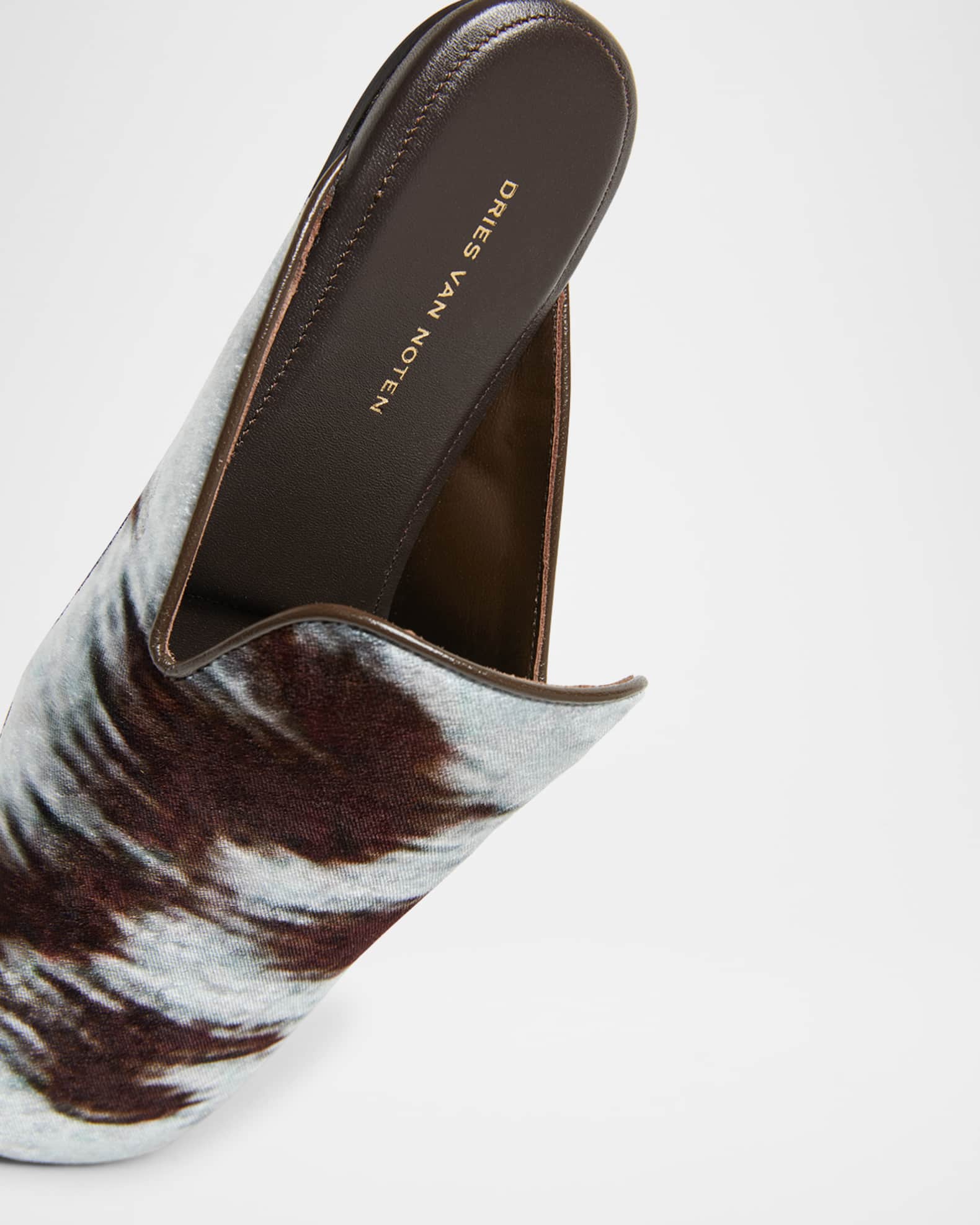 Dries Van Noten Printed Satin Mules | Neiman Marcus