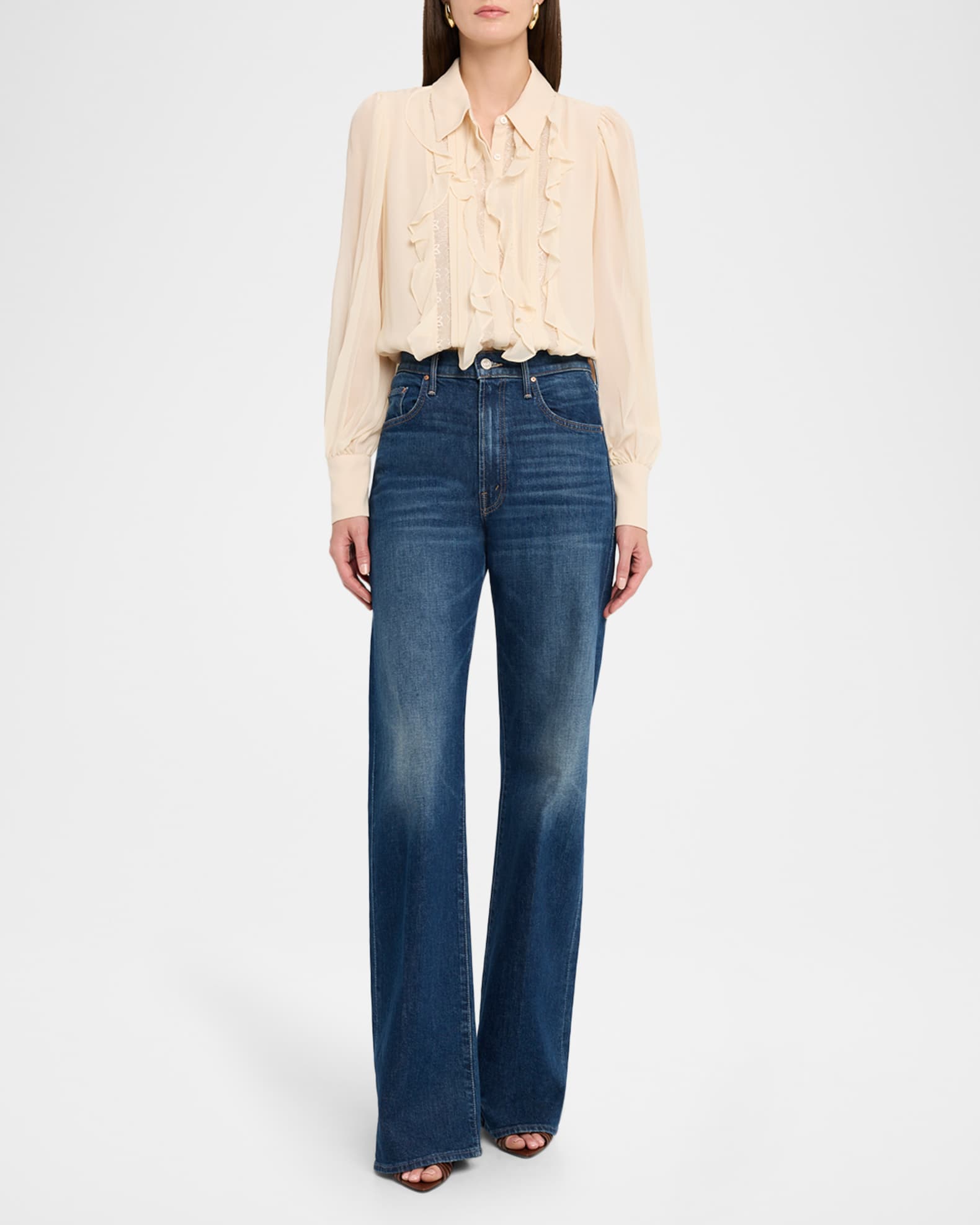 Ramy Brook Claire Silk Chiffon Ruffle Button-Front Blouse | Neiman