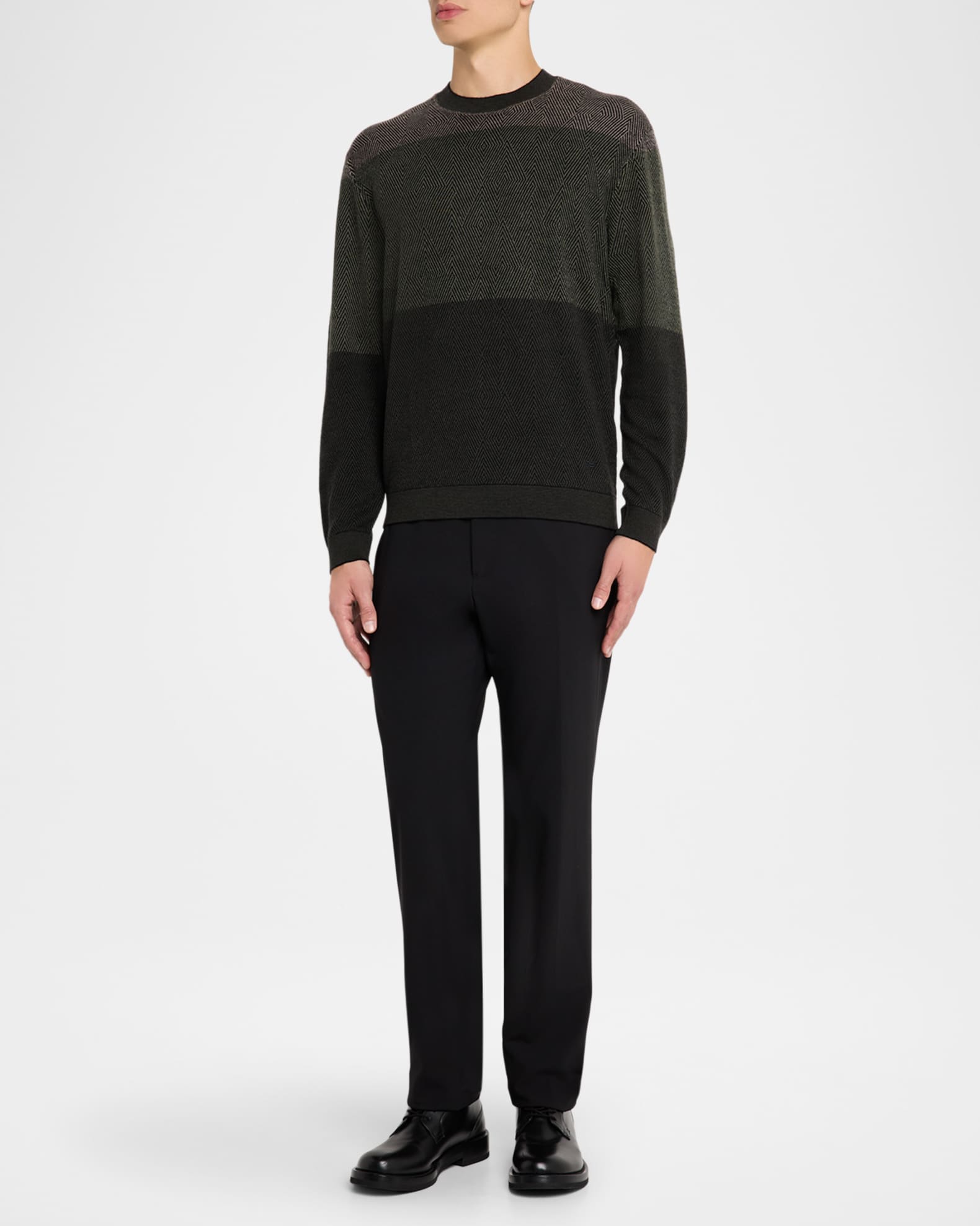 Emporio Armani Men's Colorblock Geo Knit Crewneck Sweater | Neiman
