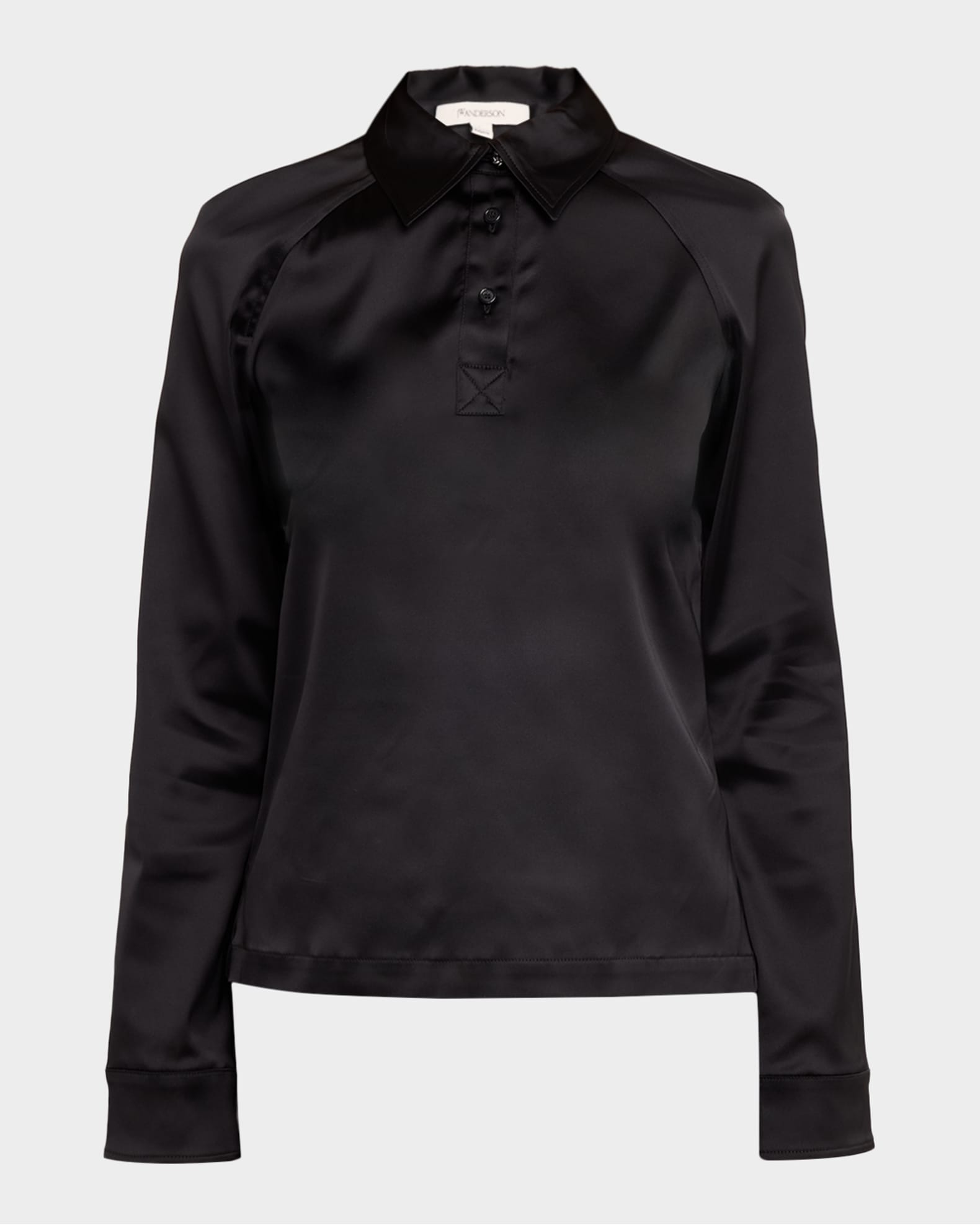 JW Anderson Satin Long-Sleeve Polo Shirt | Neiman Marcus