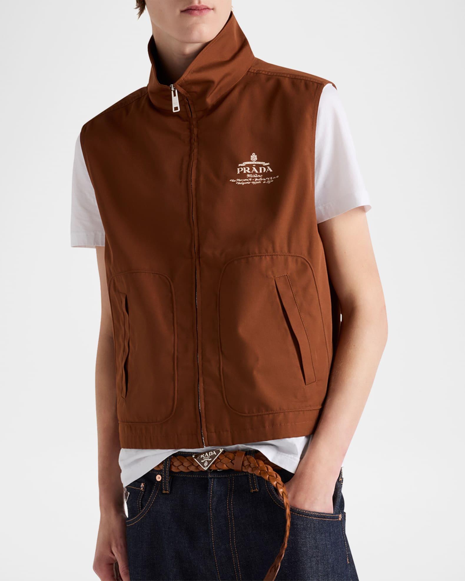 Prada Men's Archive Cotton-Blend Vest | Neiman Marcus