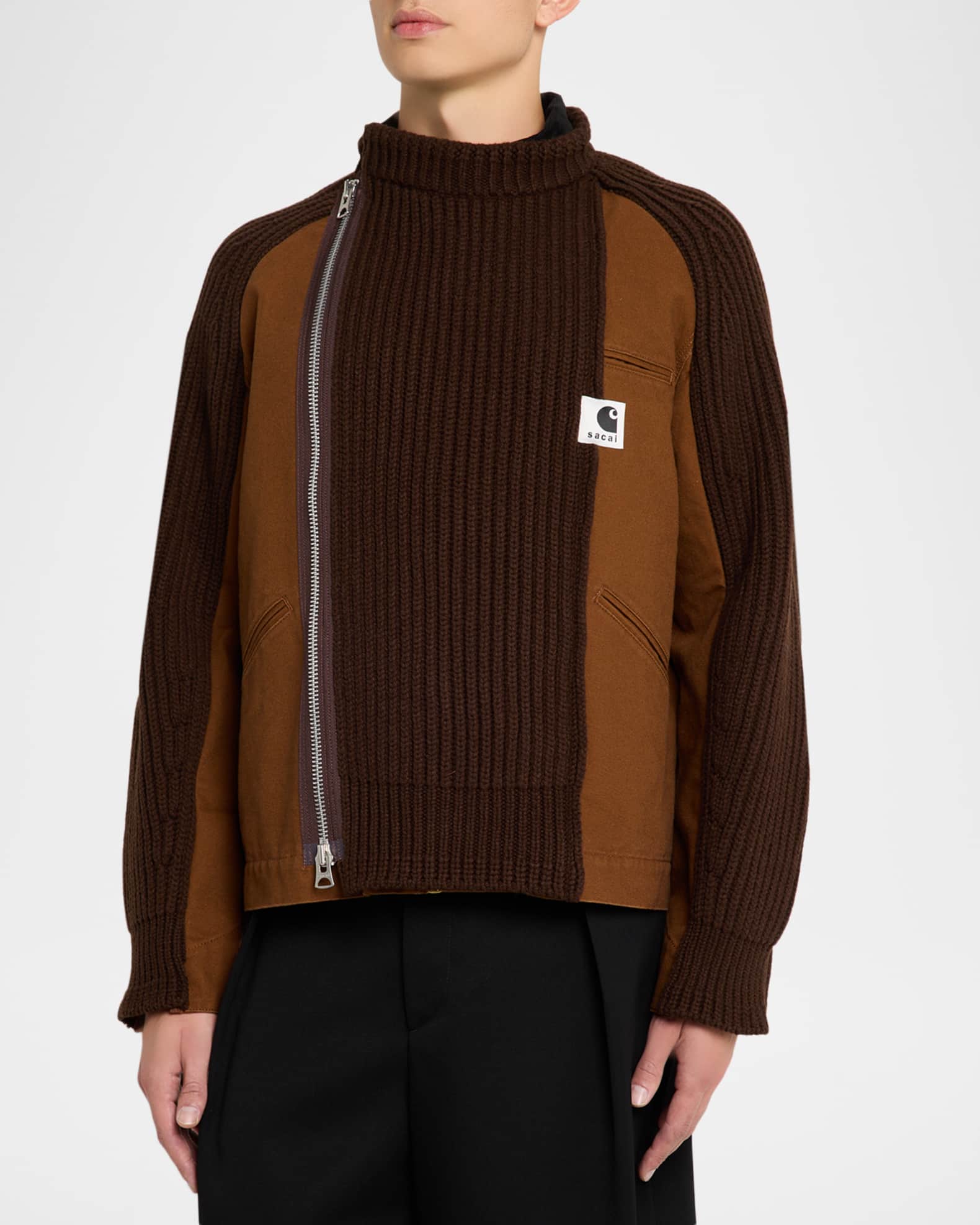 SACAI x CARHARTT WIP Men's Washed Duck & Wool Knit Blouson Jacket