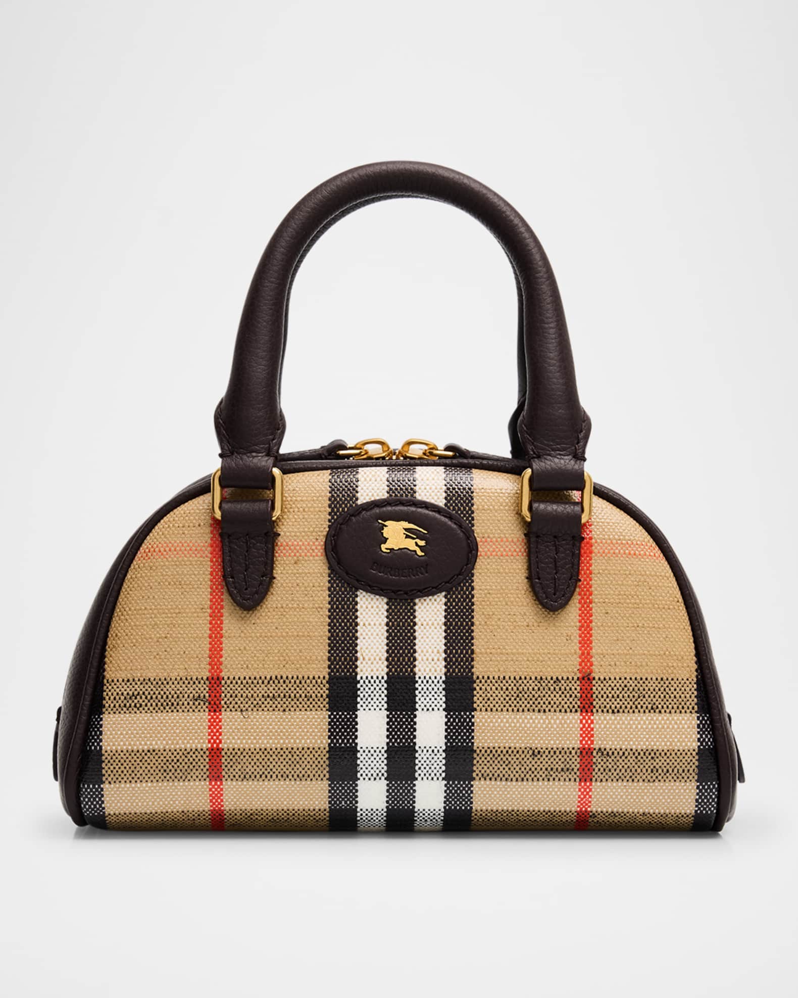 Burberry Highlands Mini Check Bowling Crossbody Bag | Neiman Marcus