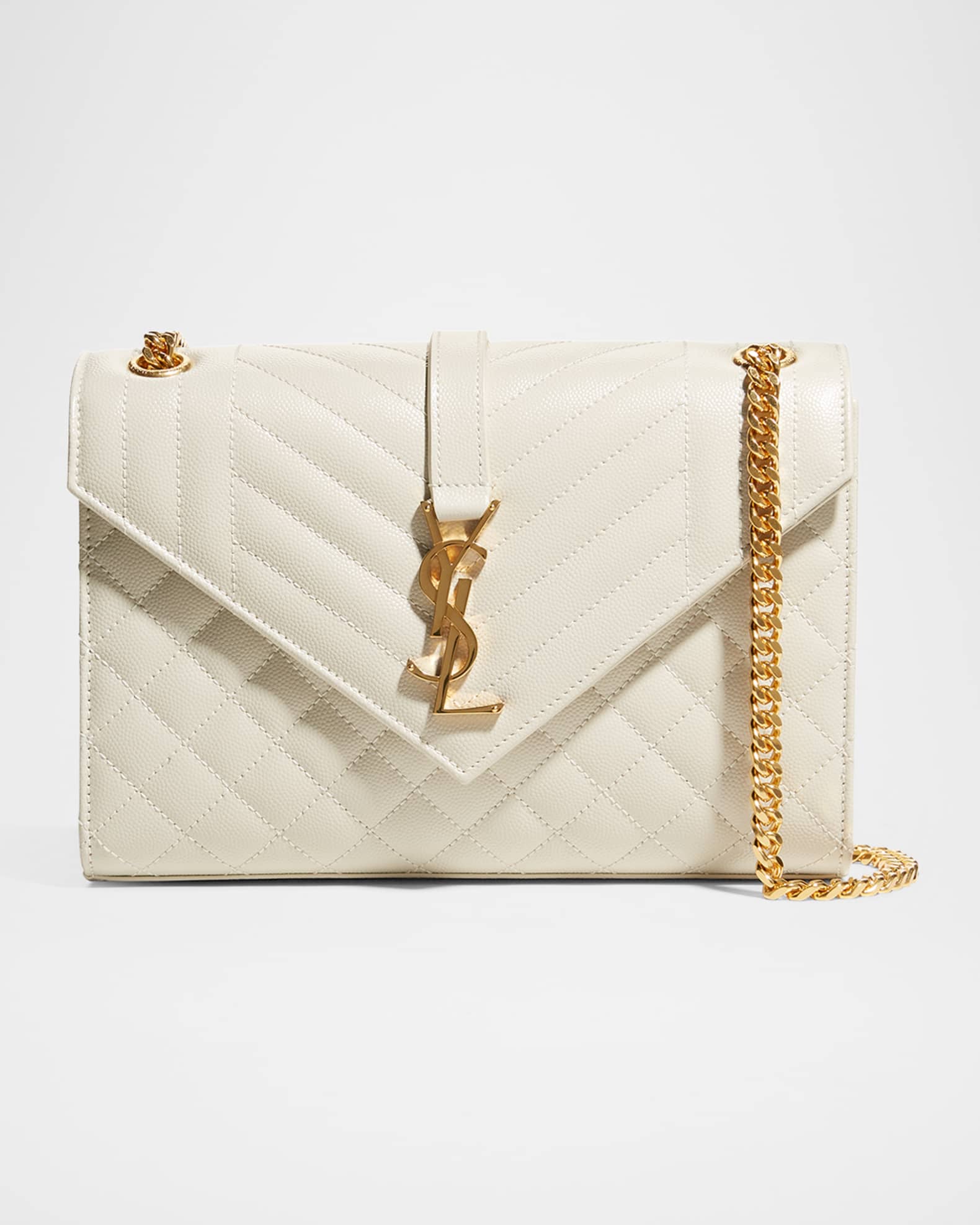 Saint Laurent Envelope Triquilt Medium YSL Shoulder Bag in Grained
