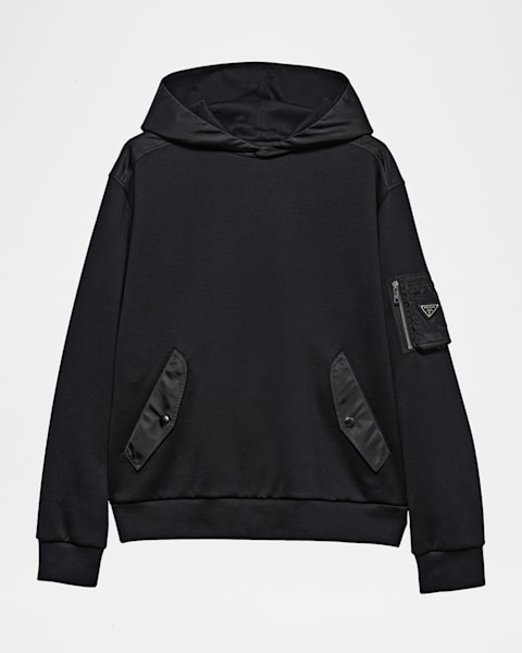 Prada Men's Enamel Triangle Logo Hoodie | Neiman Marcus