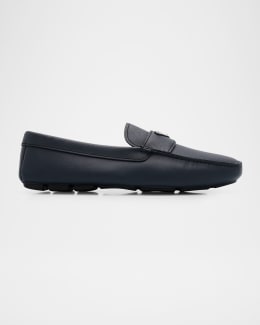 Prada Men's Triangle Logo Leather Loafers | Neiman Marcus