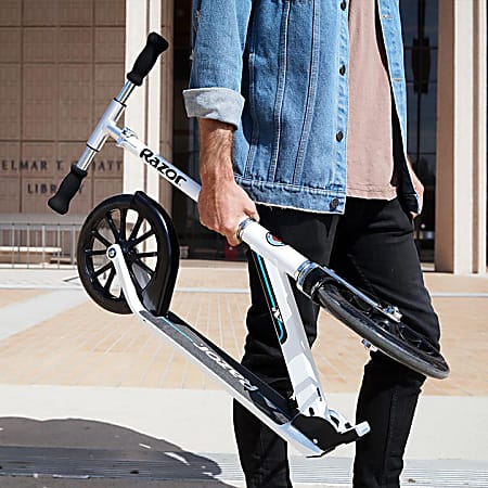 Razor A6 Kick Scooter White Aluminum Foam Urethane - Office Depot